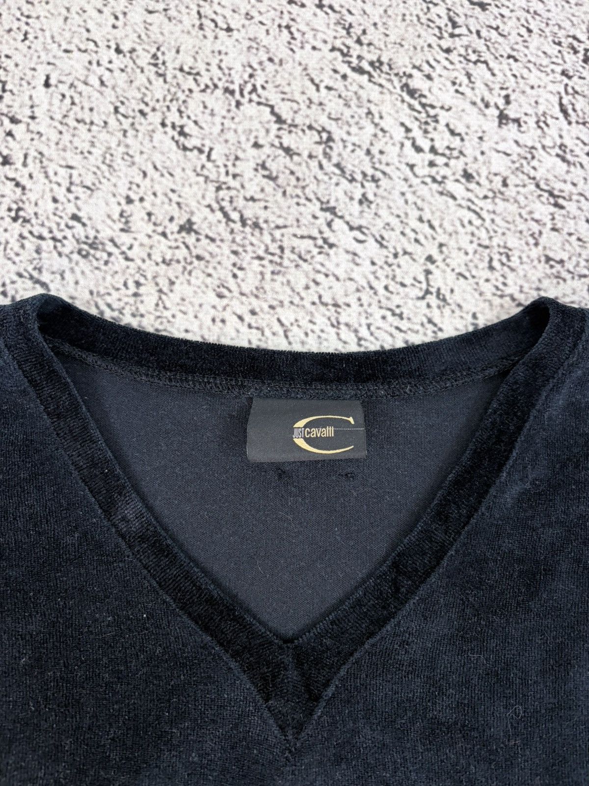 Just Cavalli ⁠Just Cavalli Y2K Archive Velour Cable Knit V-Neck Sweater L Size US L / EU 52-54 / 3 - 8 Thumbnail