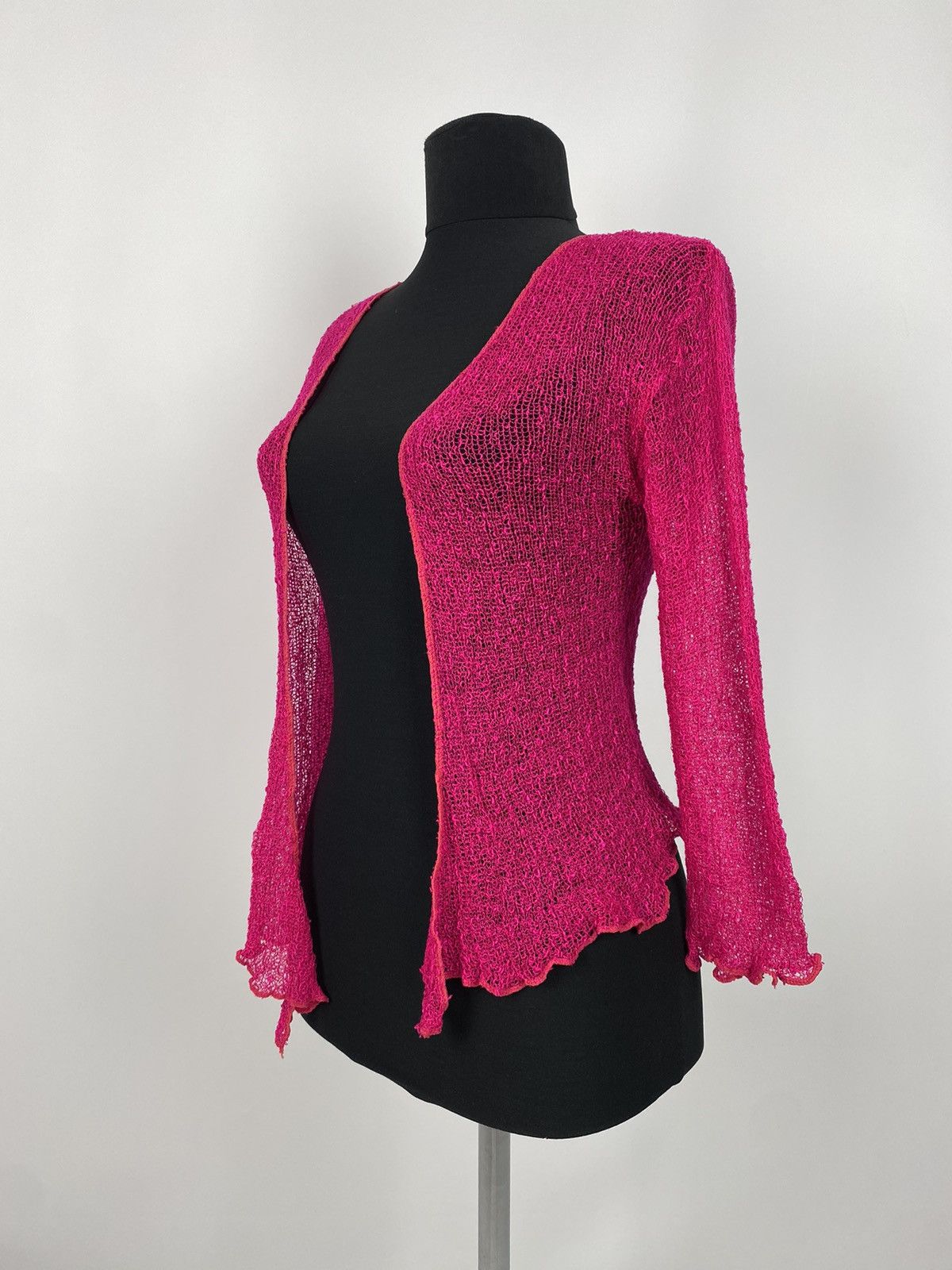 Vintage Y2K Vintage Pink Mesh Knit Wrap Bolero Shrug Top Cardigan Size ONE SIZE - 1 Thumbnail