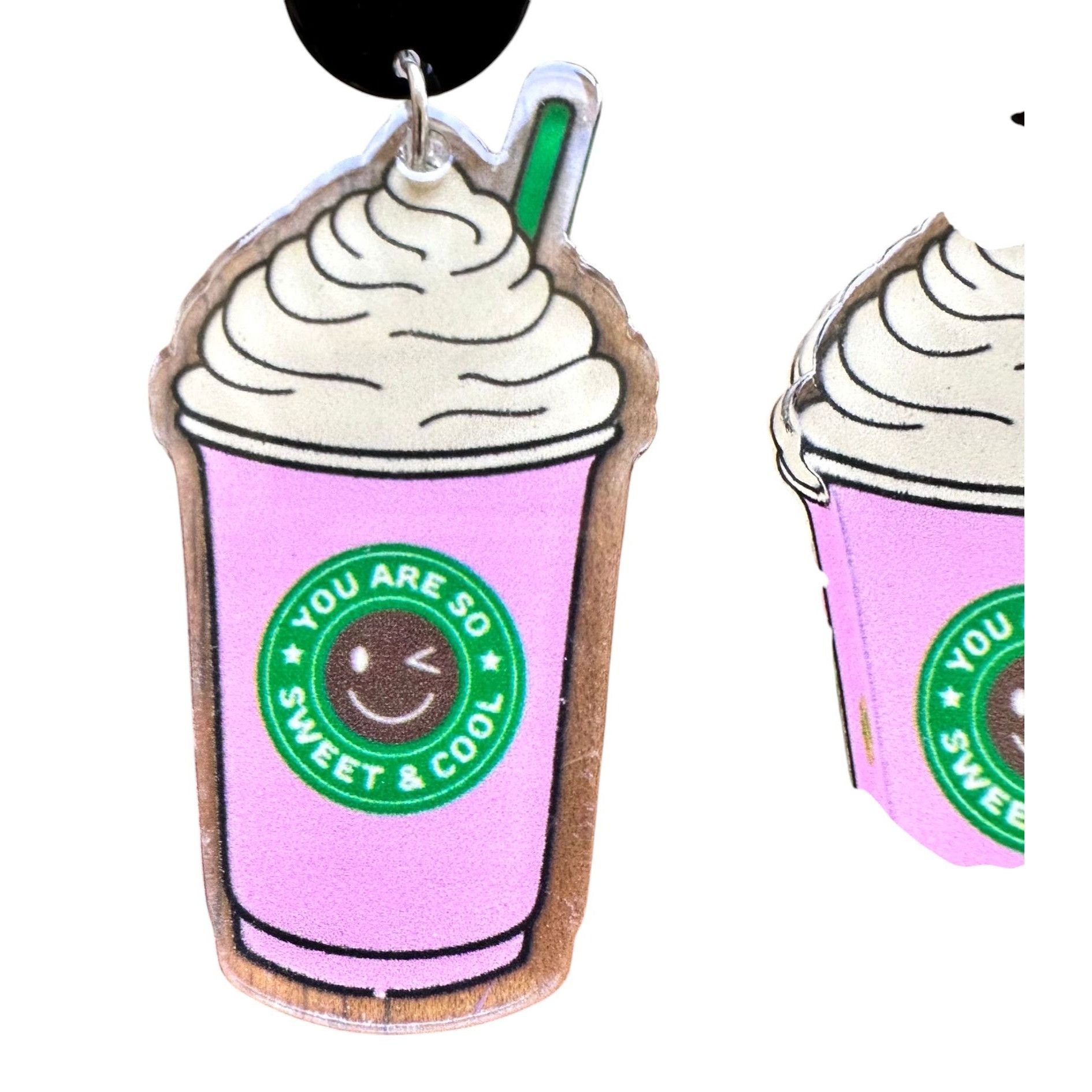 Handmade Cappuccino Coffee Earrings Pink Pup Cup Boat Drinks Cruise Size ONE SIZE - 10 Thumbnail