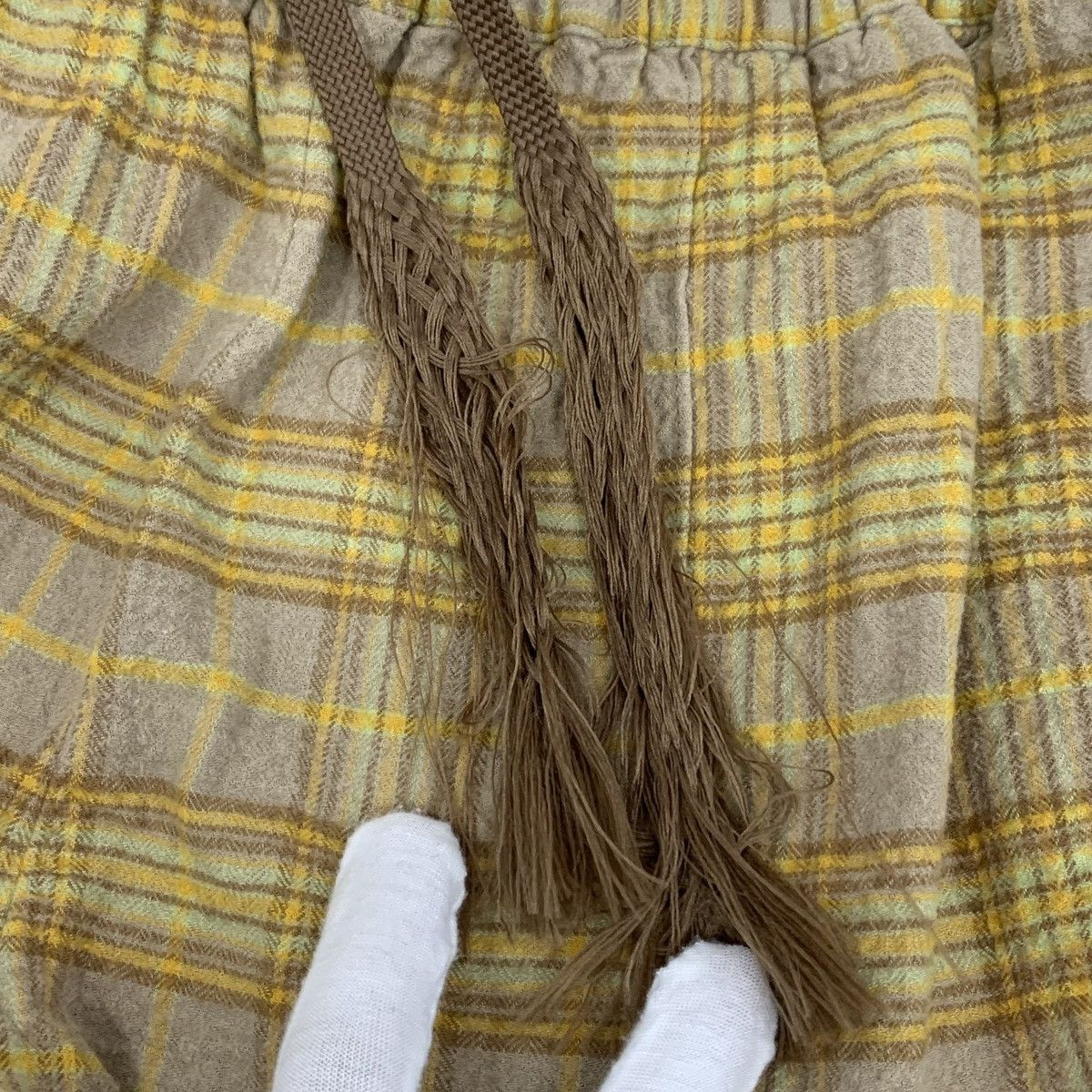 Acne Studios Acne Studios Yellow Plaid Cotton Casual Wide-Leg Pants K26WX Size 26" / US 2 / IT 38 - 9 Thumbnail