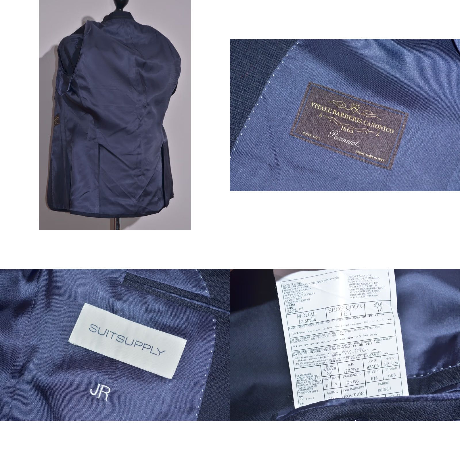 Suitsupply Suitsupply Suit 2 Piece Navy Wool VBC 1663 La Spalla Super 110s Navy Wool Suit 2pc Size 46R Mens Size 46R - 9 Thumbnail