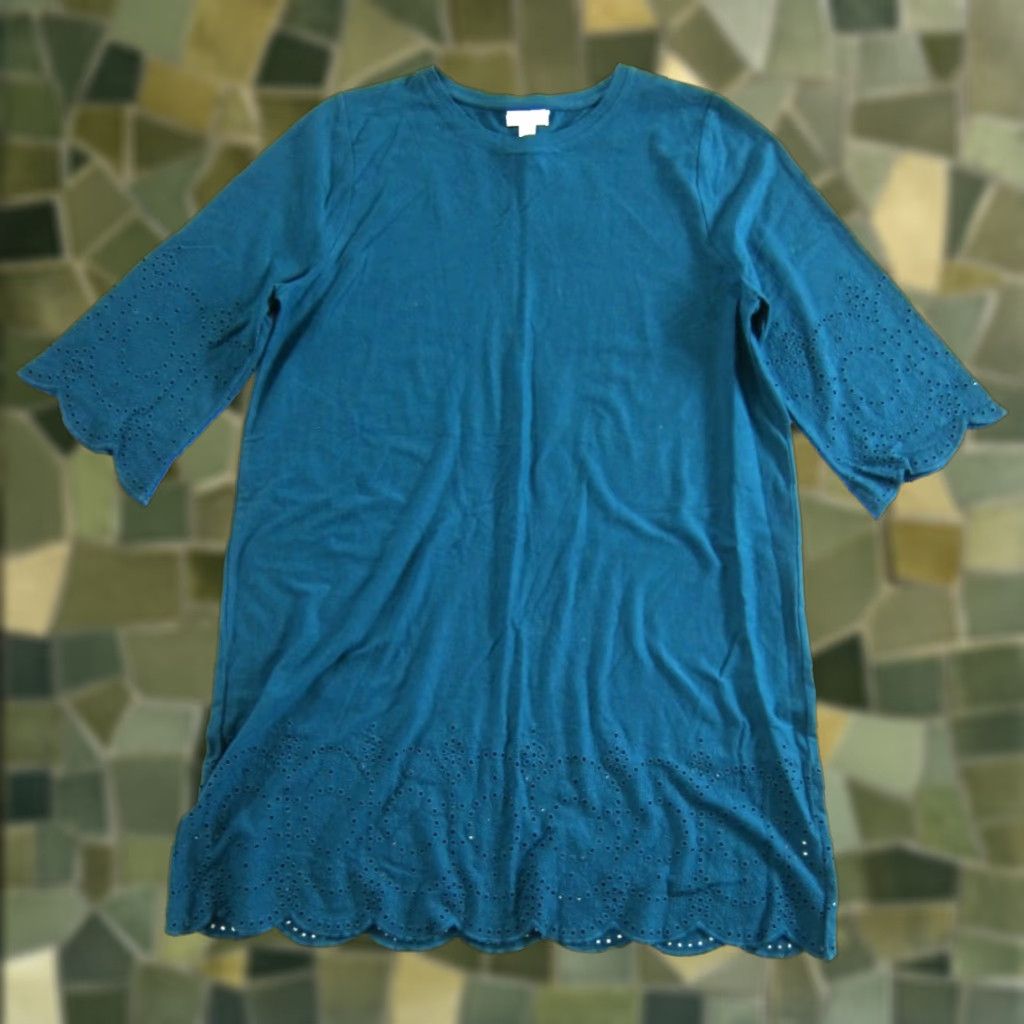 J. Jill J. Jill Green NWT 100% Cotton Jersey Embroidered 3/4 Sleeve Smock Tunic Dress PL Dress Smock Embroidered Jersey 100% Cotton Green NWT J. Jill Women Size L / US 10 / IT 46 - 1 Thumbnail