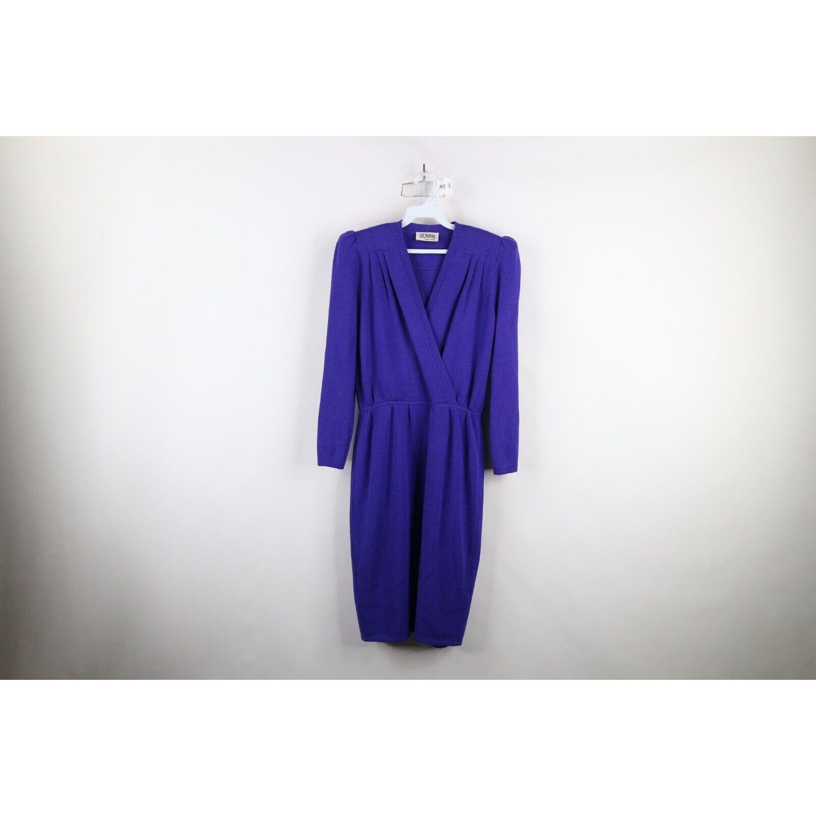 Vintage 70s 80s St John Marie Gray Wool Knit Sweater Dress
