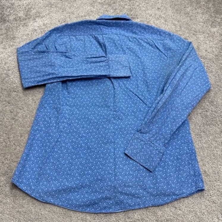 Massimo Dutti Massimo Dutti Button-Up Shirt Mens M Blue Floral Classic Preppy Casual Workwear Shirt Size US M / EU 48-50 / 2 - 2 Thumbnail