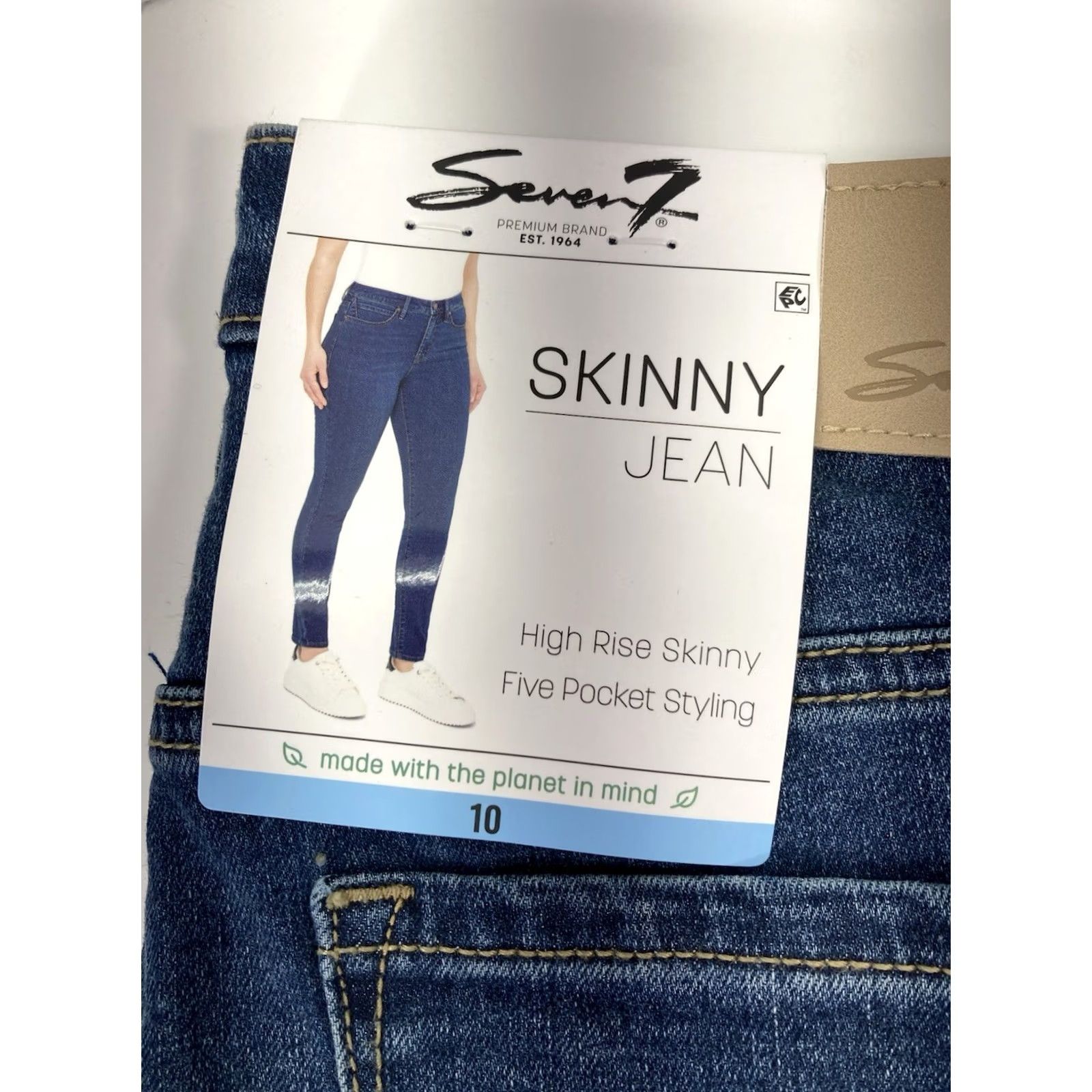 Vintage Seven7 Jeans Women 10 34X31 Blue Denim High Rise Stretch Medium Wash NWT Skinny Size 24" / US 00 / IT 34 - 5 Thumbnail