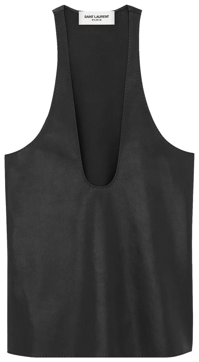 Saint Laurent Paris o1s1wg111124 Tank Top in Shiny Lambskin in Black Size XS / US 0-2 / IT 36-38 - 1 Thumbnail