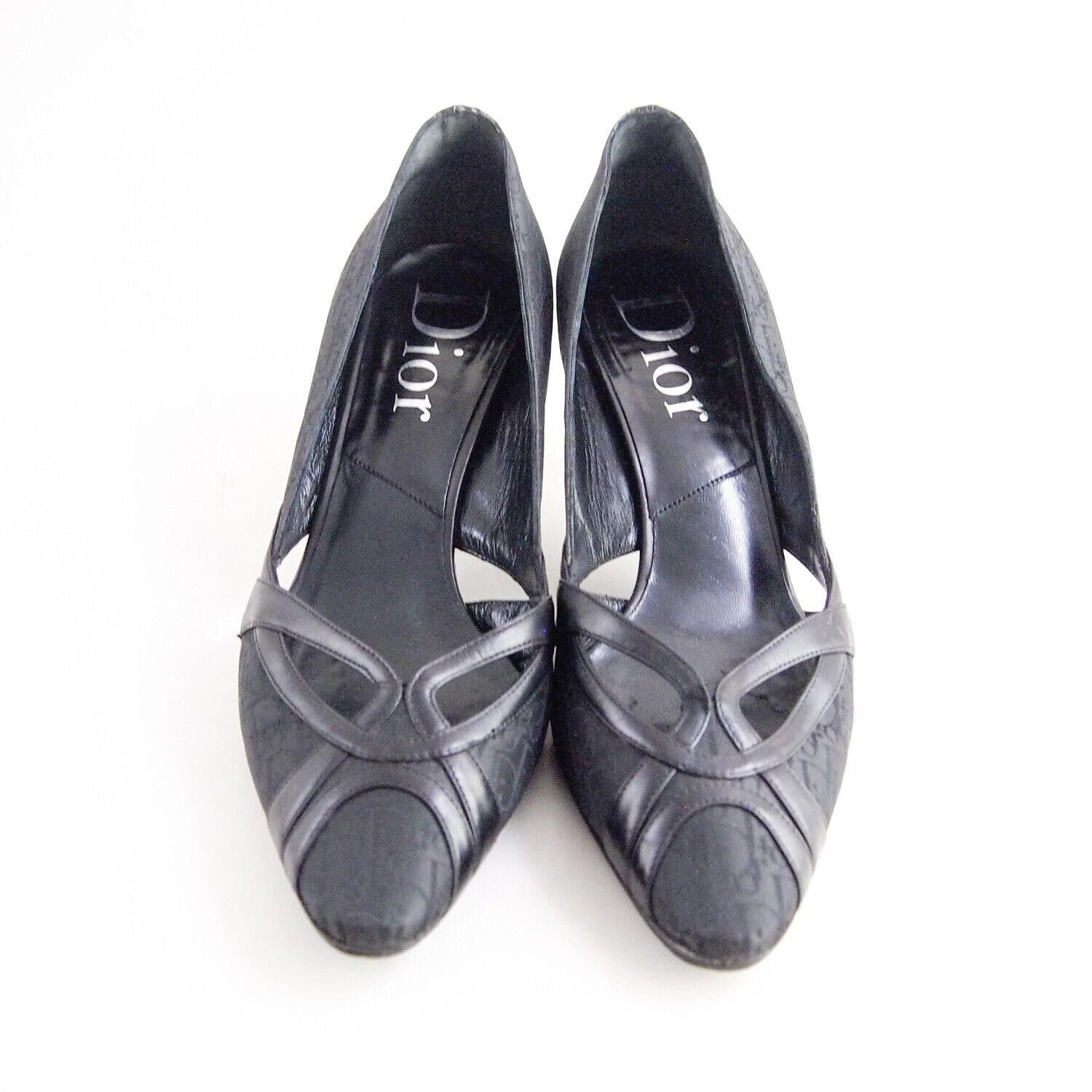 Dior Dior Oblique Heels Black Leather Fabric Womens US 9 EU 39 Size US 9 / IT 39 - 1 Thumbnail