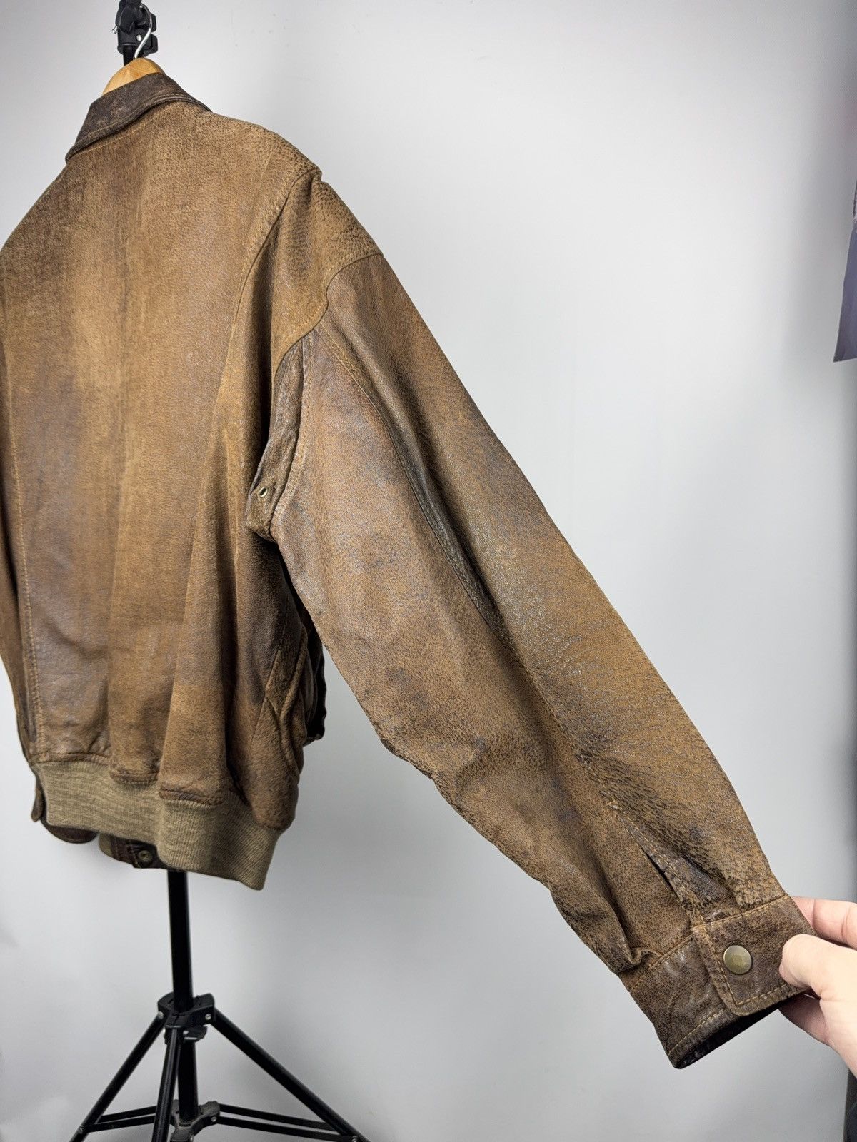 Vintage Vintage 90s Retro Leather Bomber Biker Moto Jacket Style Size US S / EU 44-46 / 1 - 19 Thumbnail