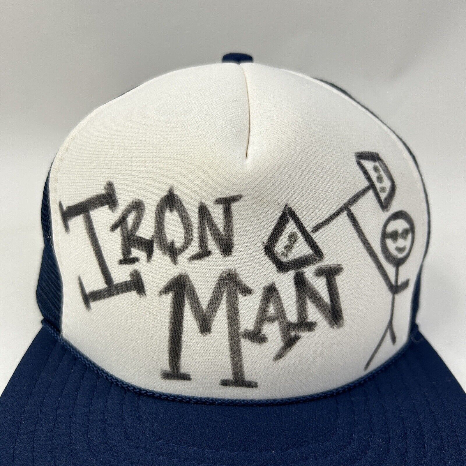 Vintage Vintage 80’s Funny “Ironman” Snapback Trucker Hat 2024 Size ONE SIZE - 2 Thumbnail