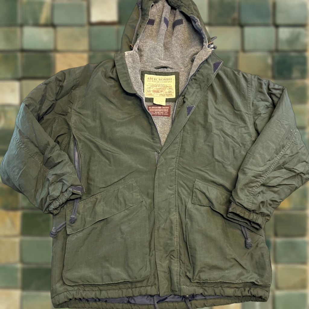 Abercrombie & Fitch VINTAGE Abercrombie & Fitch Parker Hood Fleece Lined Green Jacket Parka Men S Hooded Small Green Mens Size US S / EU 44-46 / 1 - 1 Thumbnail