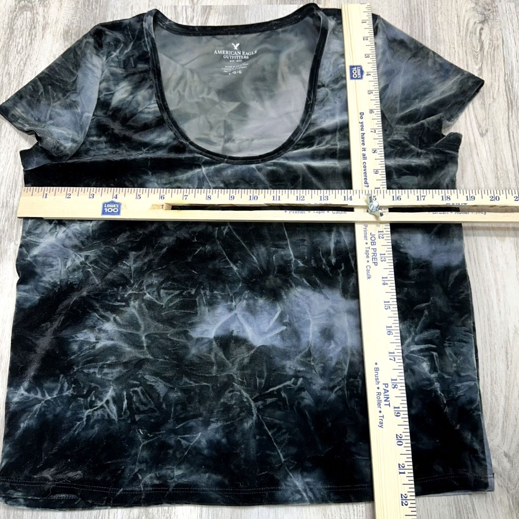 American Eagle Outfitters American Eagle Outfitters Shirt Tee Gray Green Velvet Tie Dye Cropped L Women’s Short Sleeve Stretch Polyester CPO Womens Size L / US 10 / IT 46 - 2 Thumbnail
