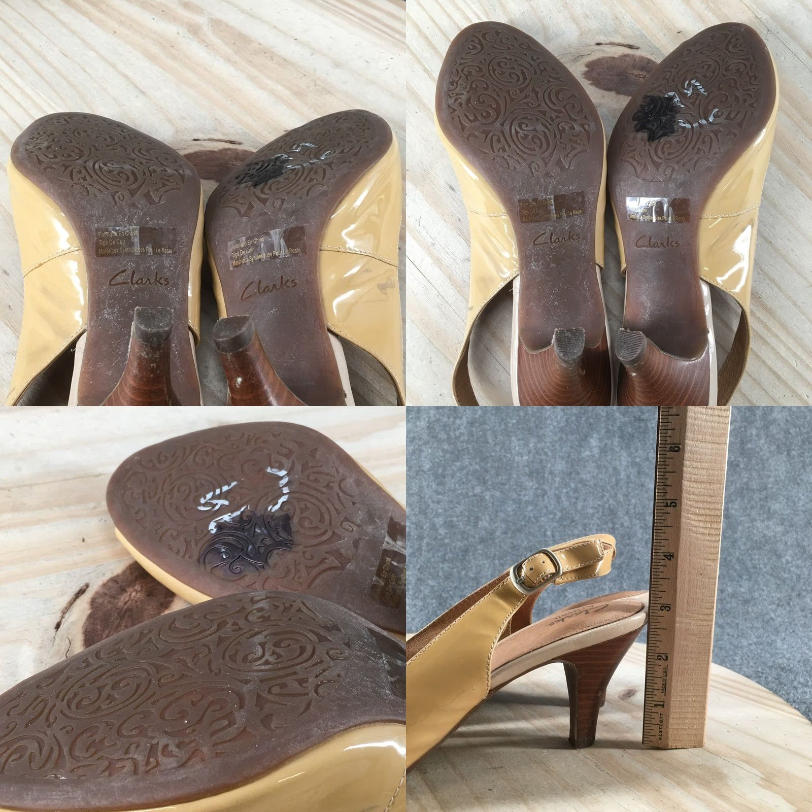 Clarks Clarks Artisan Sandals Womens 9 M Slingback Beige Leather Kitten Heels Peep Toe Size US 9 / IT 39 - 8 Thumbnail