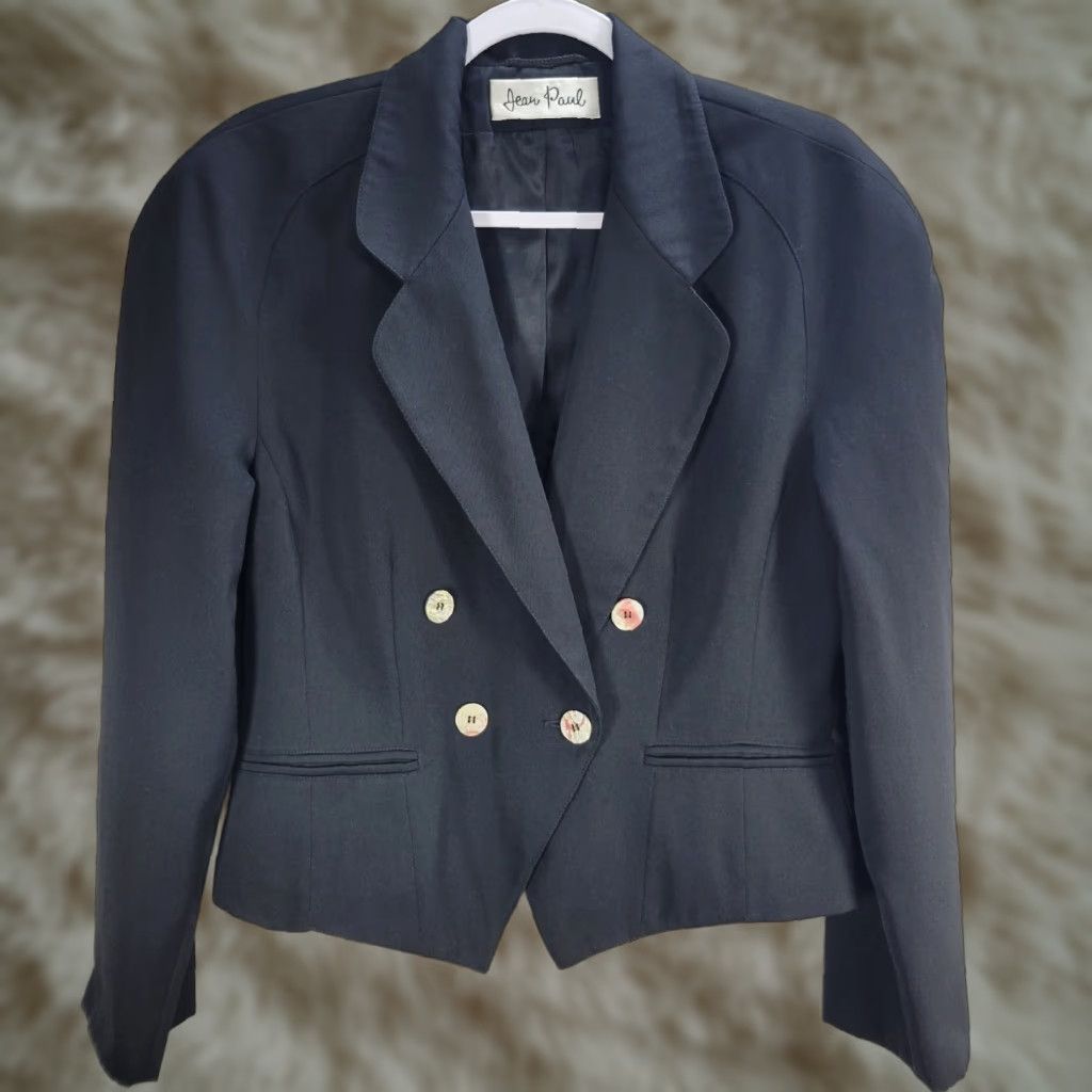 Doublet Vtg Jean Paul Black Crop Double-Breasted Blazer Made In Italy Lined Formal Sz 8 Size 30" / US 8 / IT 44 - 1 Thumbnail