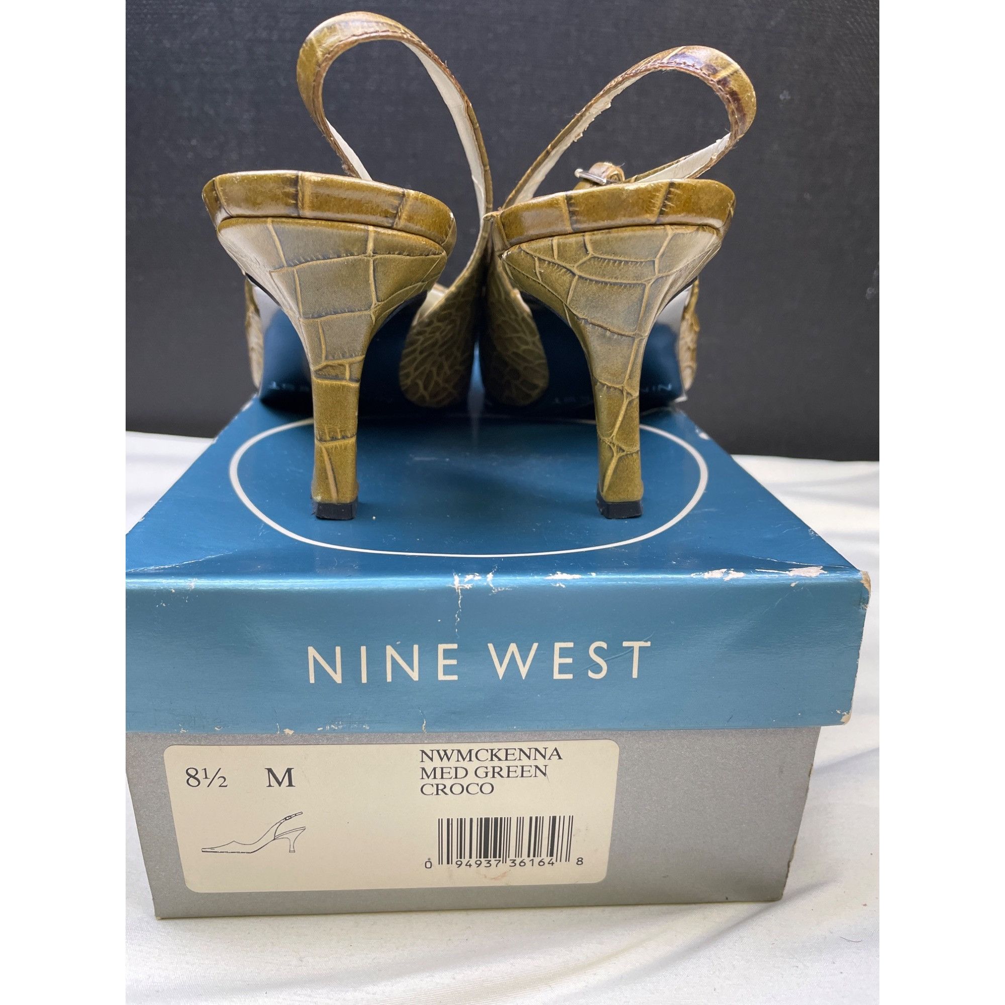 Nine West Nine West Womens LeatherGreen Croco Sling Back Shoes Pumps S Size US 8.5 / IT 38.5 - 5 Thumbnail