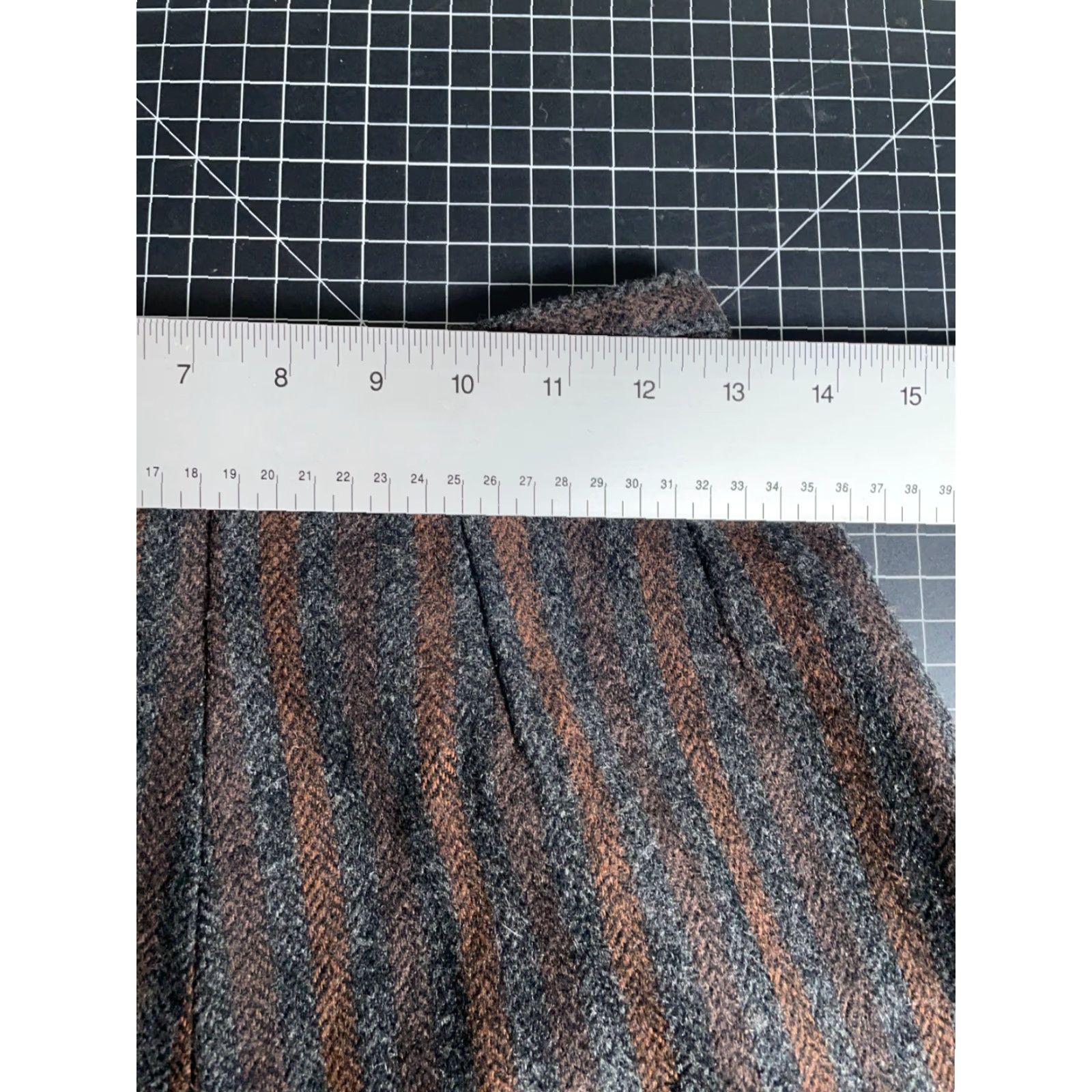 Vintage VINTAGE Wool Stripe Pants Women's XS High Rise 70s Gray Charcoal Herringbone Burnt Orange Slacks Size 26" / US 2 / IT 38 - 5 Thumbnail