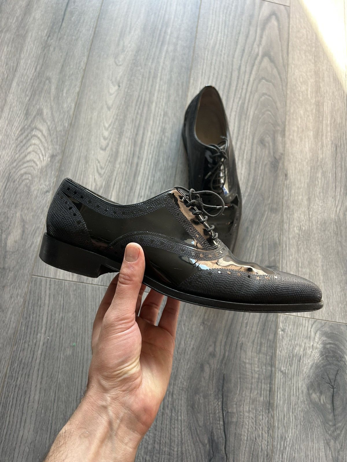 Dior Dior Homme Patent & Textured Leather Oxford Shoes Size US 8 / EU 41 - 7 Thumbnail