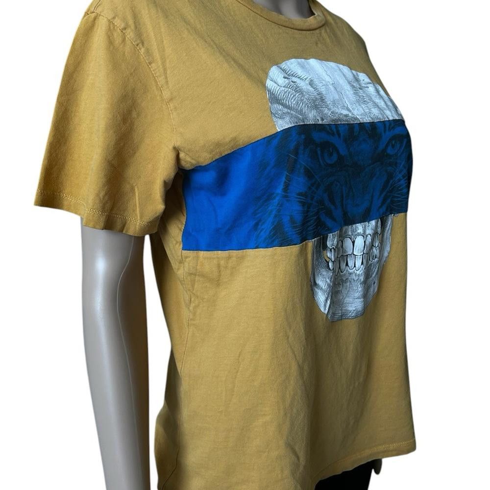 Zara Zara Mustard Yellow Tiger Skull Graphic T-Shirt Size M / US 6-8 / IT 42-44 - 2 Thumbnail