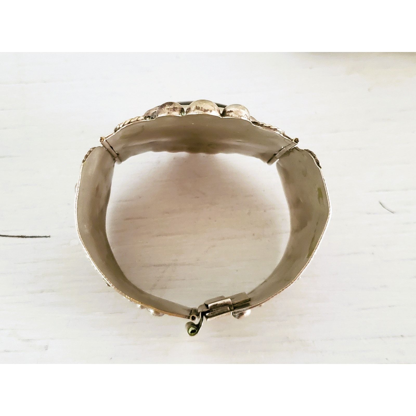 Other Vintage Large Silver Panel Onyx Mexico Panel Bracelet Size ONE SIZE - 4 Thumbnail