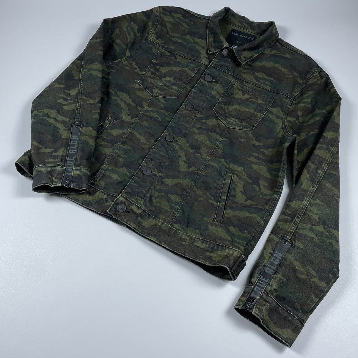 True Religion True Religion Camo Dylan Denim Jeans Jacket Size US XL / EU 56 / 4 - 7 Thumbnail