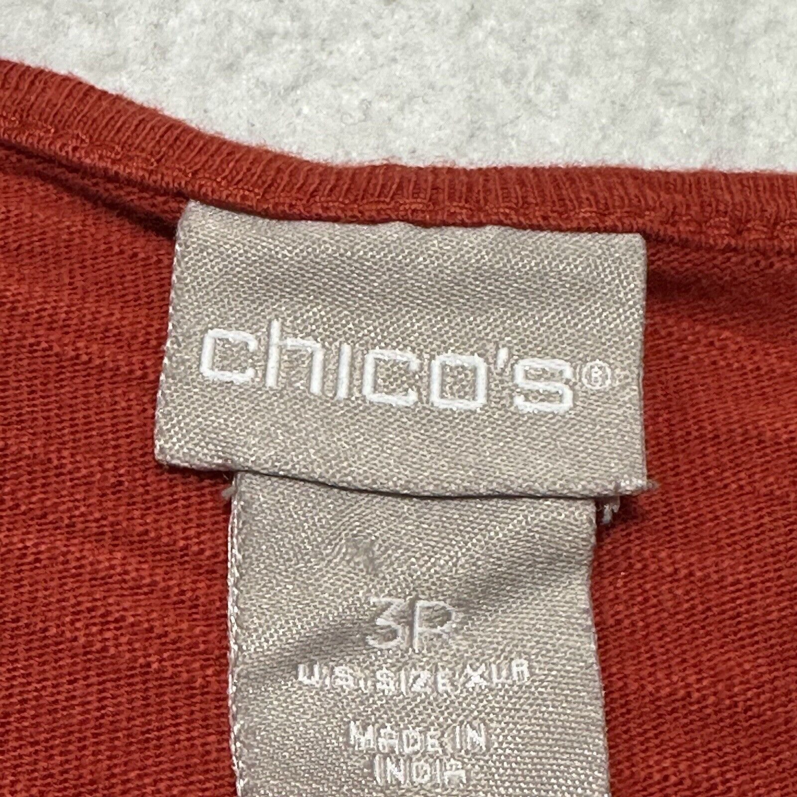 Chicos Chico's 3 XL Burnt Orange 3/4 Sleeve Lace Boho Blouse Size XL / US 12-14 / IT 48-50 - 3 Thumbnail