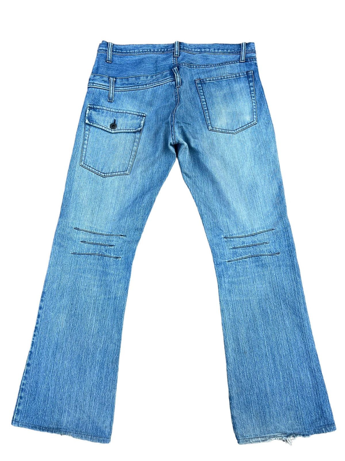 Japanese Brand Rupert Japan Double Waist Fade Mud Blue Denim Flare Jeans Size US 34 / EU 50 - 2 Thumbnail