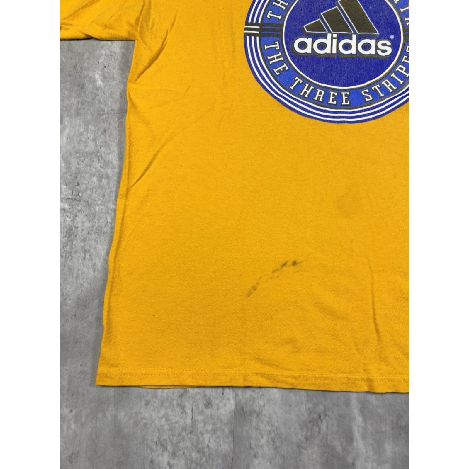 Adidas VINTAGE Adidas Three Stripe Promo T Shirt Mens Yellow L Striped Short Sleeve Crew Neck Cotton 90s USA Batman Backyardigans Beauty and the Beast Size US L / EU 52-54 / 3 - 4 Thumbnail