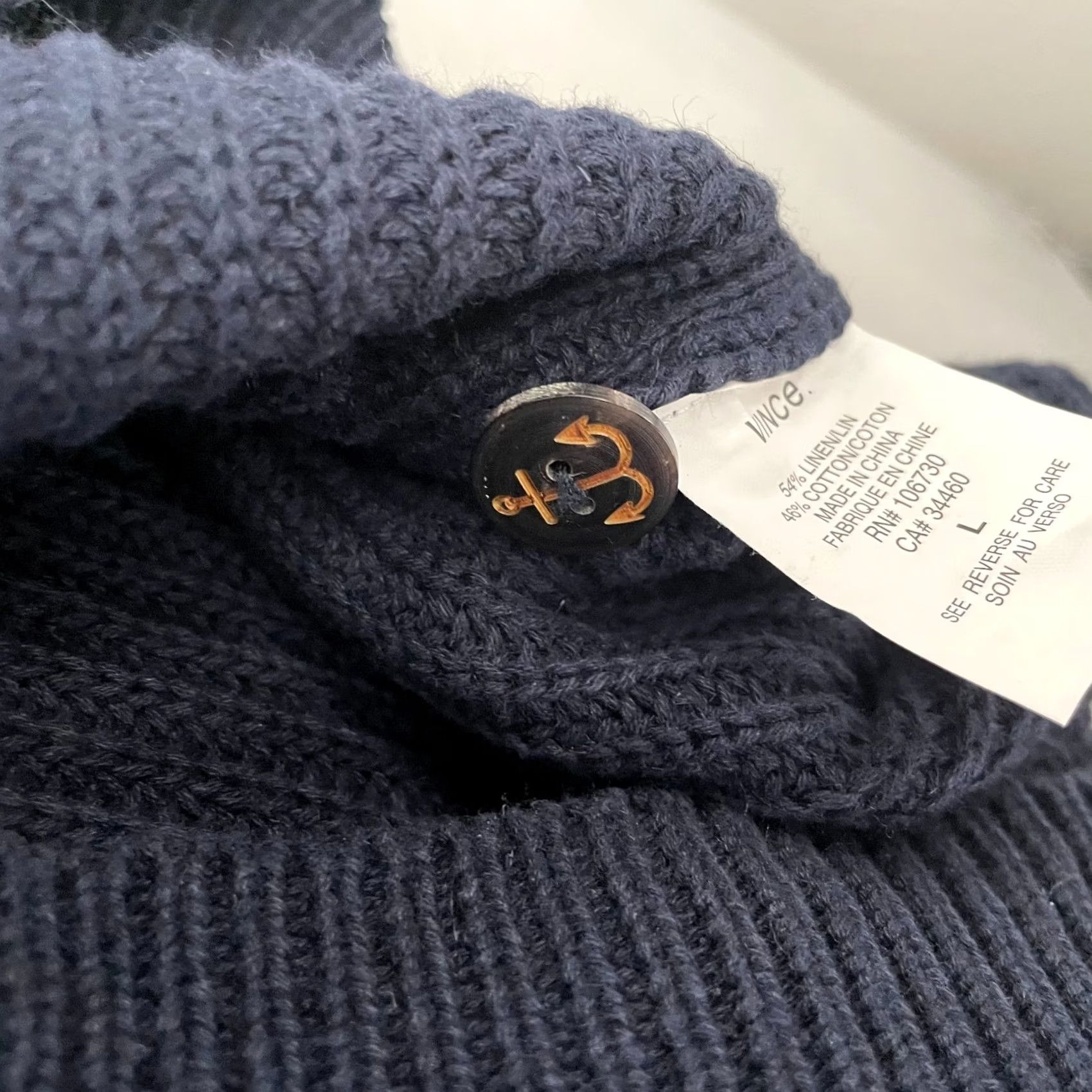 Vince Vince Sweater Adult Large Blue Linen Cotton Shawl Collar Pullover Knit Mens L Size US L / EU 52-54 / 3 - 7 Thumbnail