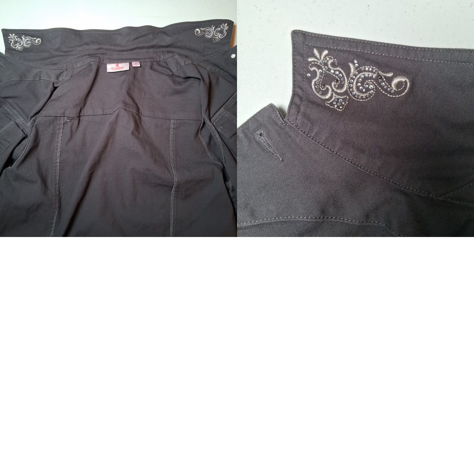 Quacker Factory VINTAGE? The Quacker Factory Jacket Plus Size 1X Embroidered Studded Rhinestone Gray Size XL / US 12-14 / IT 48-50 - 10 Thumbnail