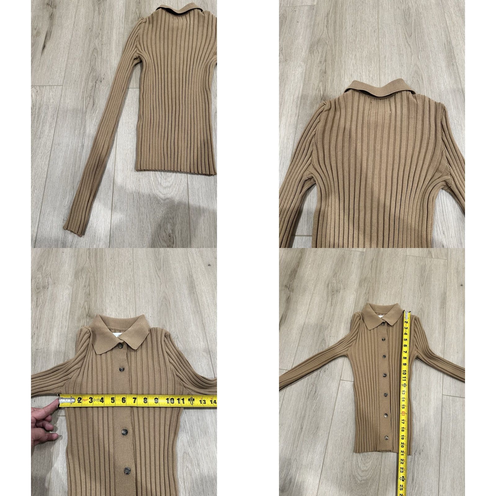 Anine Bing ANINE BING Cardigan Sweater XS Womens Knit Ribbed Collared Cropped Casual Fall Spring Winter Brown Size XS / US 0-2 / IT 36-38 - 8 Thumbnail
