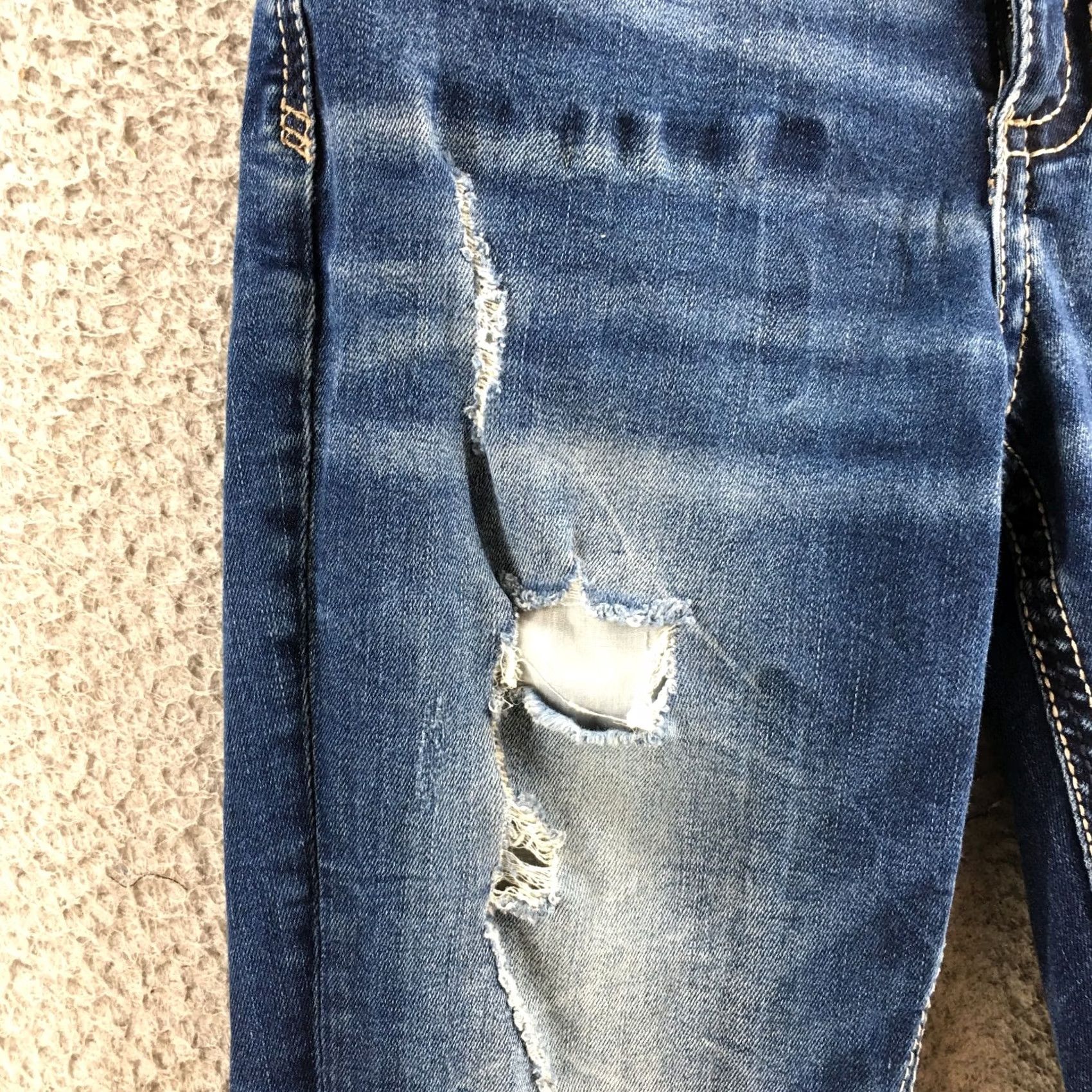 BKE BKE Conner Bootcut Jeans Womens 16 Tall Blue Denim Distressed Zip (Actual 28x31) - 5-Pocket Comfortable Buckle Buckle BKE Buckle? Size 38" / US 16 / IT 52 - 6 Thumbnail