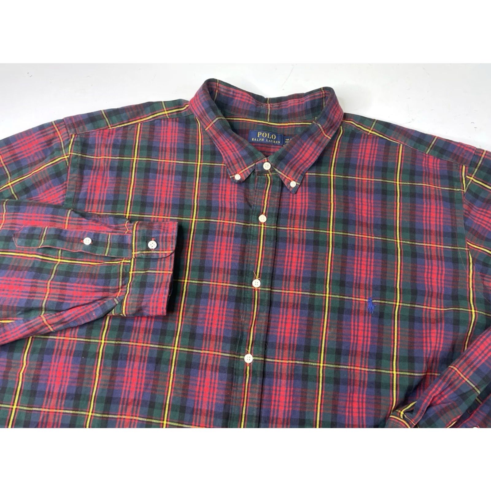 Polo Ralph Lauren Polo Ralph Lauren Shirt Big 4XB Mens Red Plaid Flannel Button-Up Logo Collar Classic Fit Long Sleeve Size US XXL / EU 58 / 5 - 2 Thumbnail