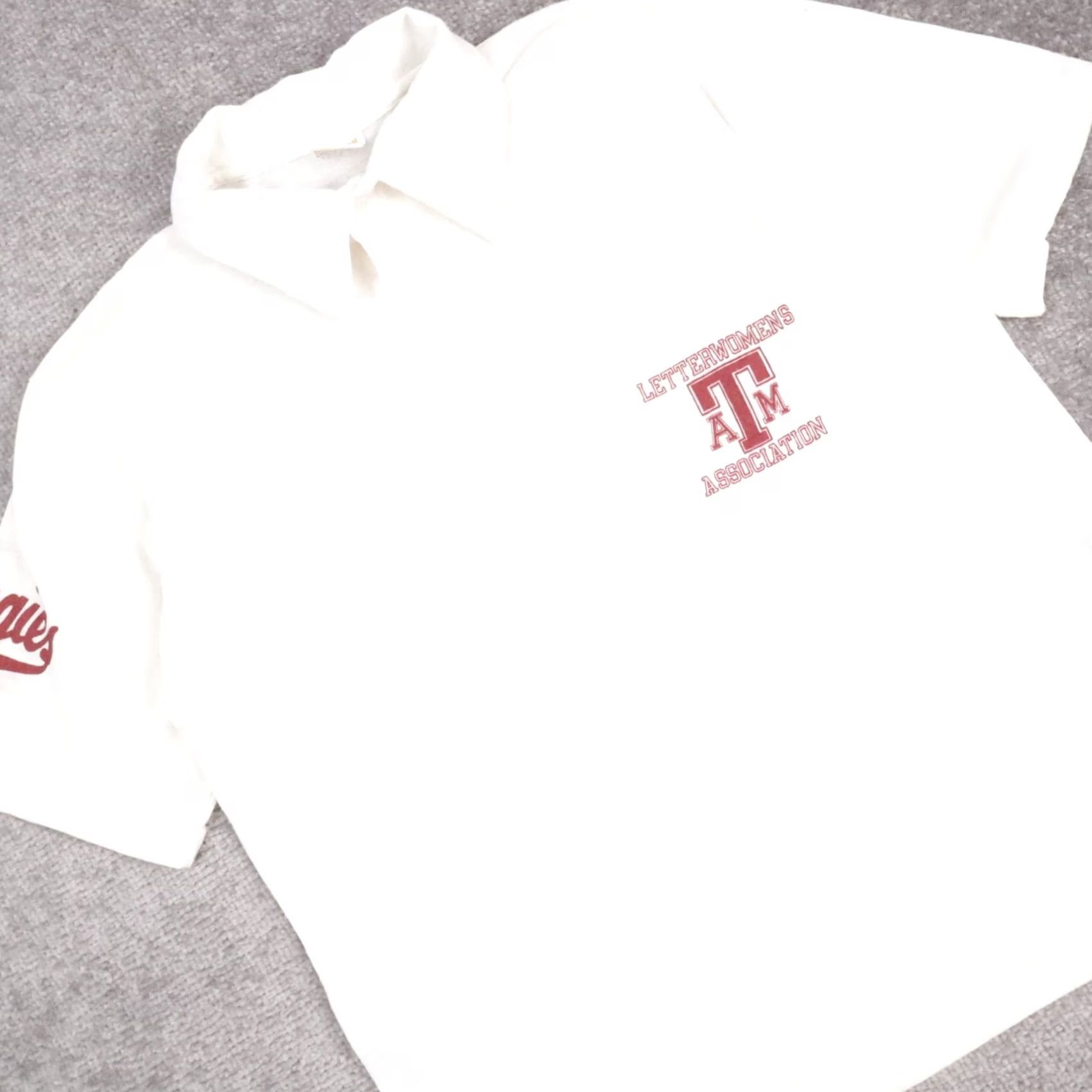 Vintage VTG 80s Texas A& University Aggies Football Medium White Short Sleeve Polo - Vintage 80s Size 32" / US 10 / IT 46 - 7 Thumbnail