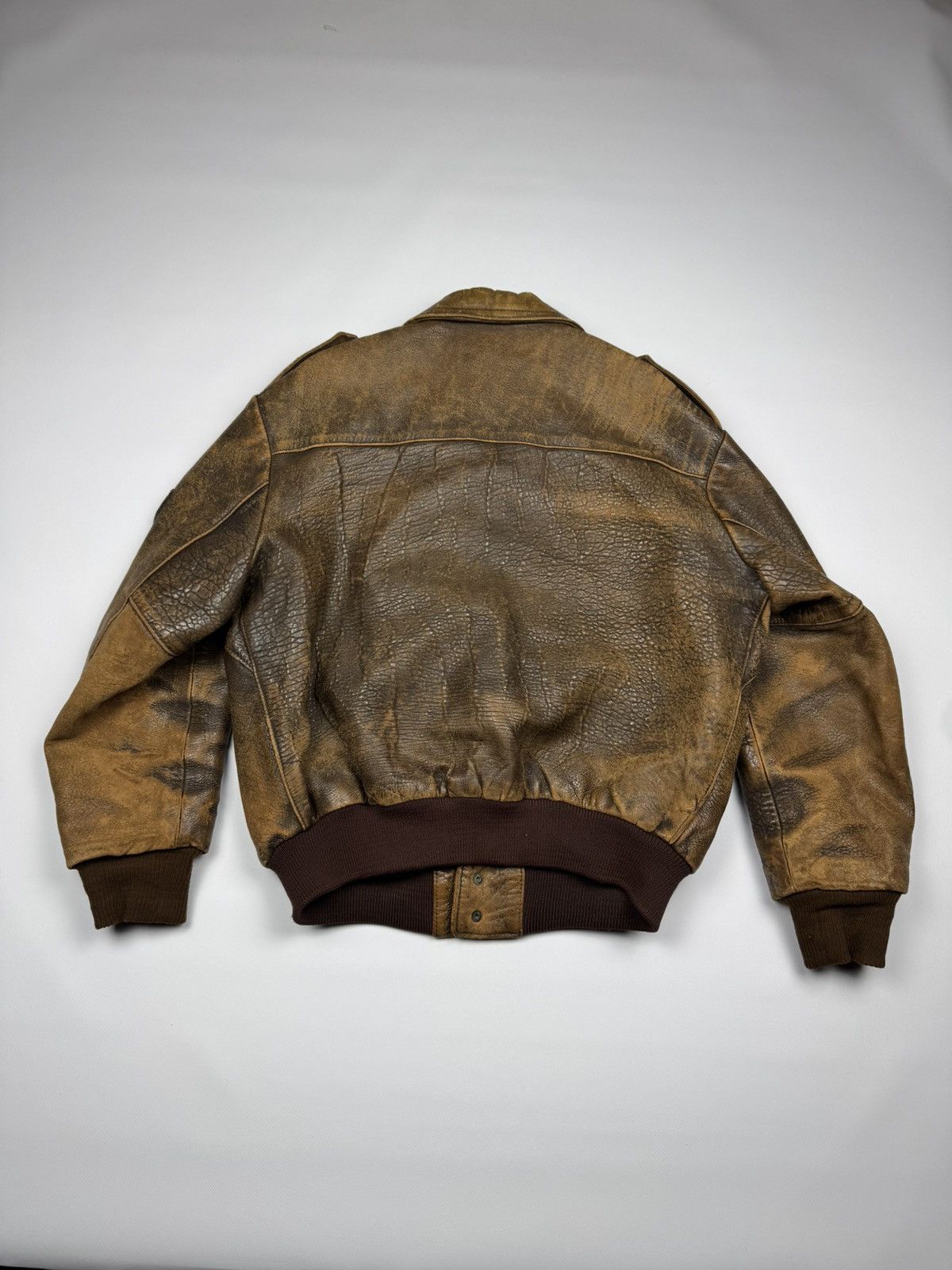 Vintage Vintage Top Gun Heavy Distressed Aviation Leather Jacket Size US L / EU 52-54 / 3 - 9 Thumbnail