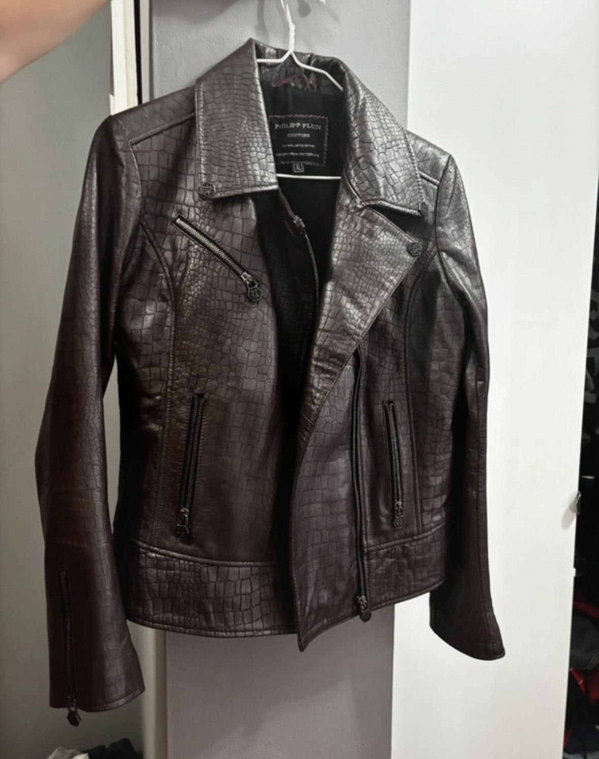Philipp Plein Philipp Plein crocodile-embossed leather moto jacket Size XL / US 12-14 / IT 48-50 - 1 Thumbnail