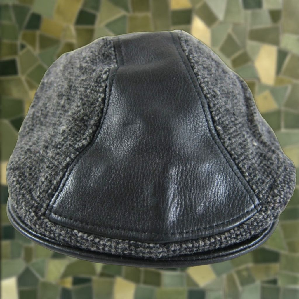 Stacy Adams VINTAGE Stacy Adams Wool Leather Cabbie Hat Newsboy Cap L/XL Black Men Size ONE SIZE - 1 Thumbnail