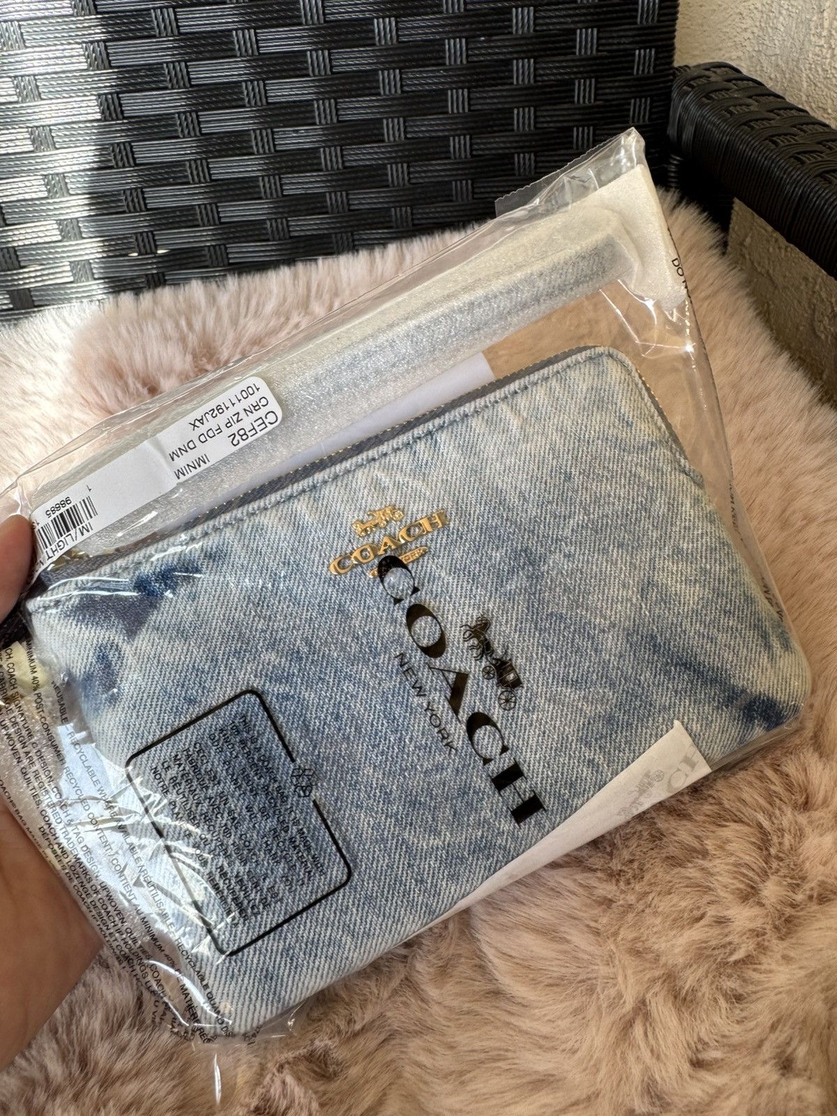 Coach NWT Coach Corner Zip Wristlet Loved Denim With Charms CEF82 Size ONE SIZE - 8 Thumbnail