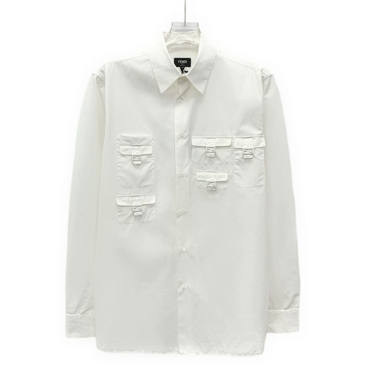 Fendi Fendi White Multi-pocket Long Sleeve Shirt K26WX Size US S / EU 44-46 / 1 - 1 Thumbnail