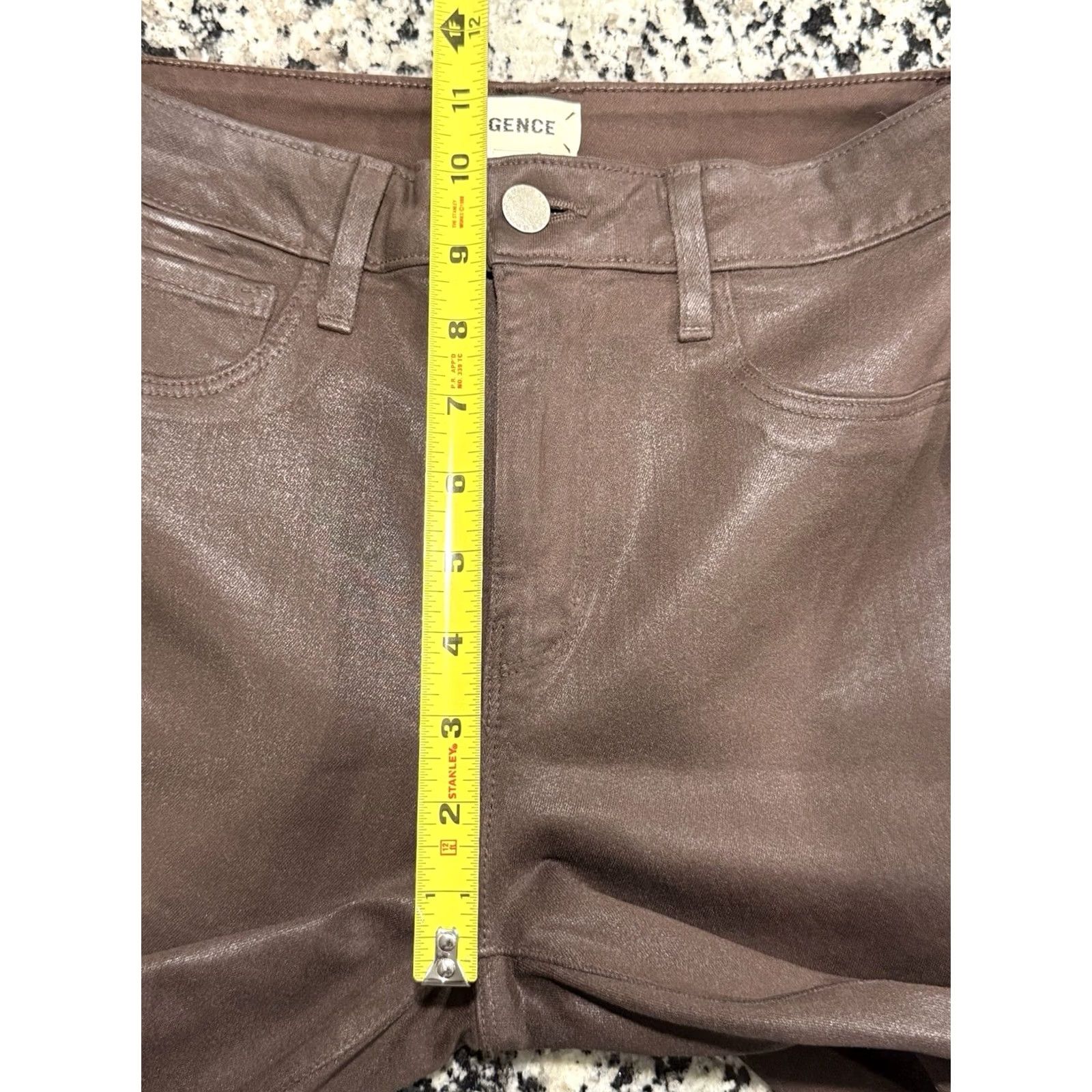 L'AGENCE L Agence Jeans Skinny Womens High Rise Coated Marguerite Cocoa Brown 27 Inseam 27.5 Zip Button Stretch Slimming City Season Fall Winter Spring Size 27" / US 4 / IT 40 - 2 Thumbnail