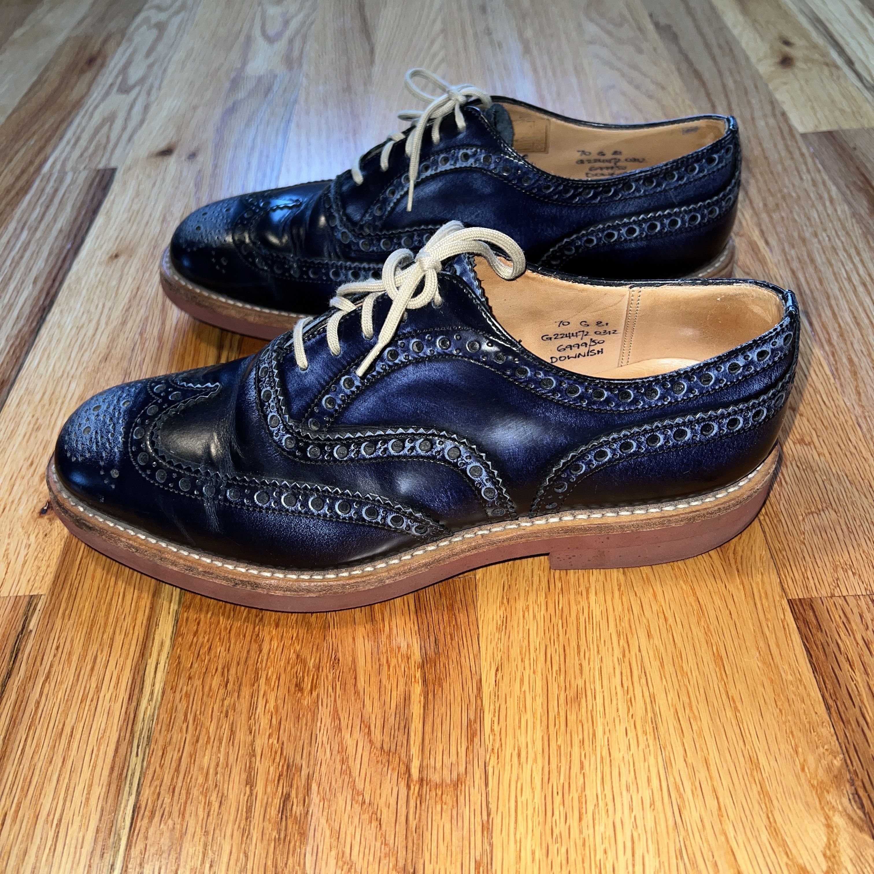 Church's CHURCH'S DOWNISH NAVY FUME RUBBED LEATHER RUBBER SOLE SIZE 8 Size US 8 / EU 41 - 2 Thumbnail
