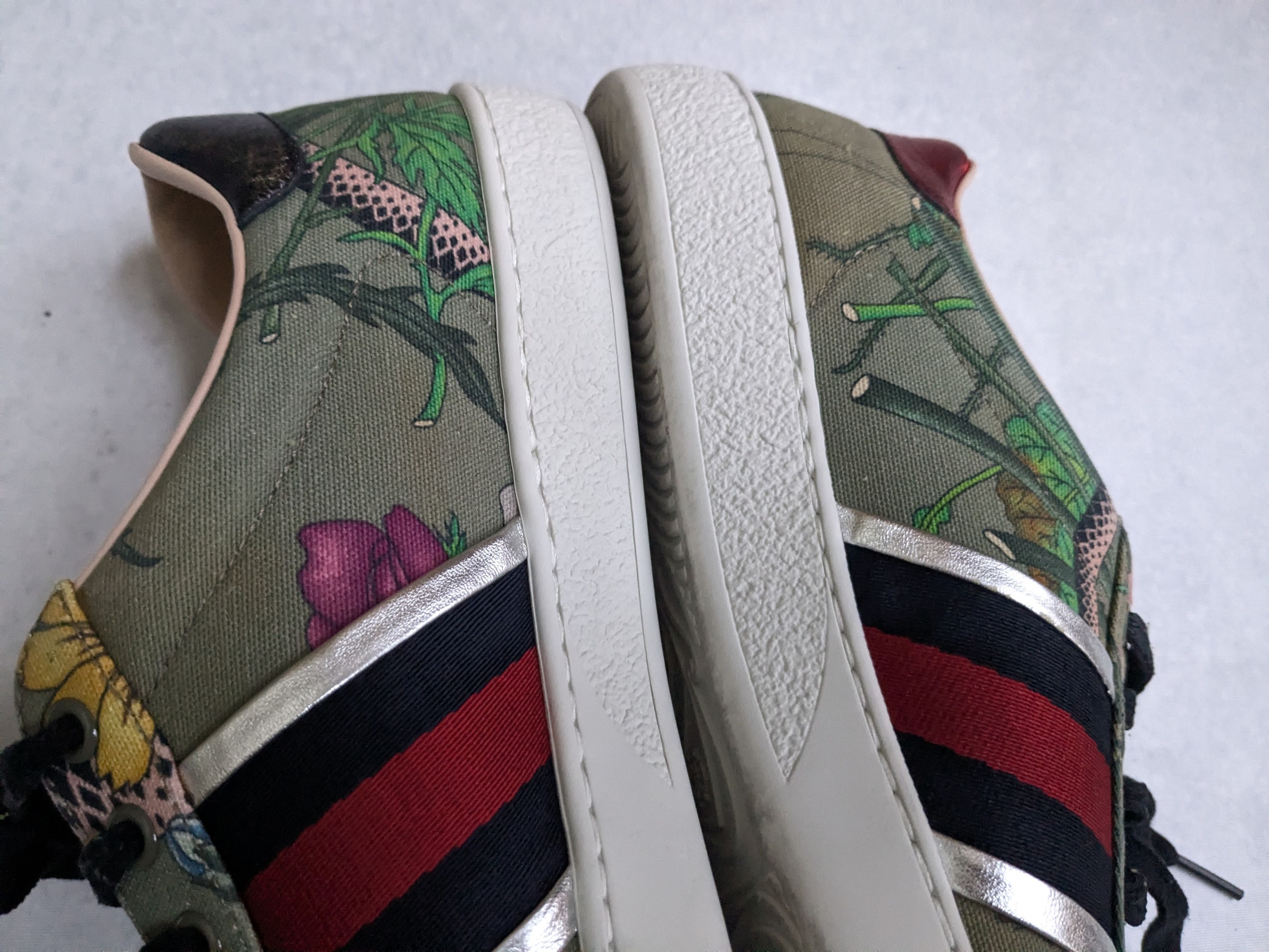 Gucci Gucci Ace Sneakers Green Floral Snake 8.5 Low Tops Size US 8.5 / EU 41-42 - 14 Thumbnail