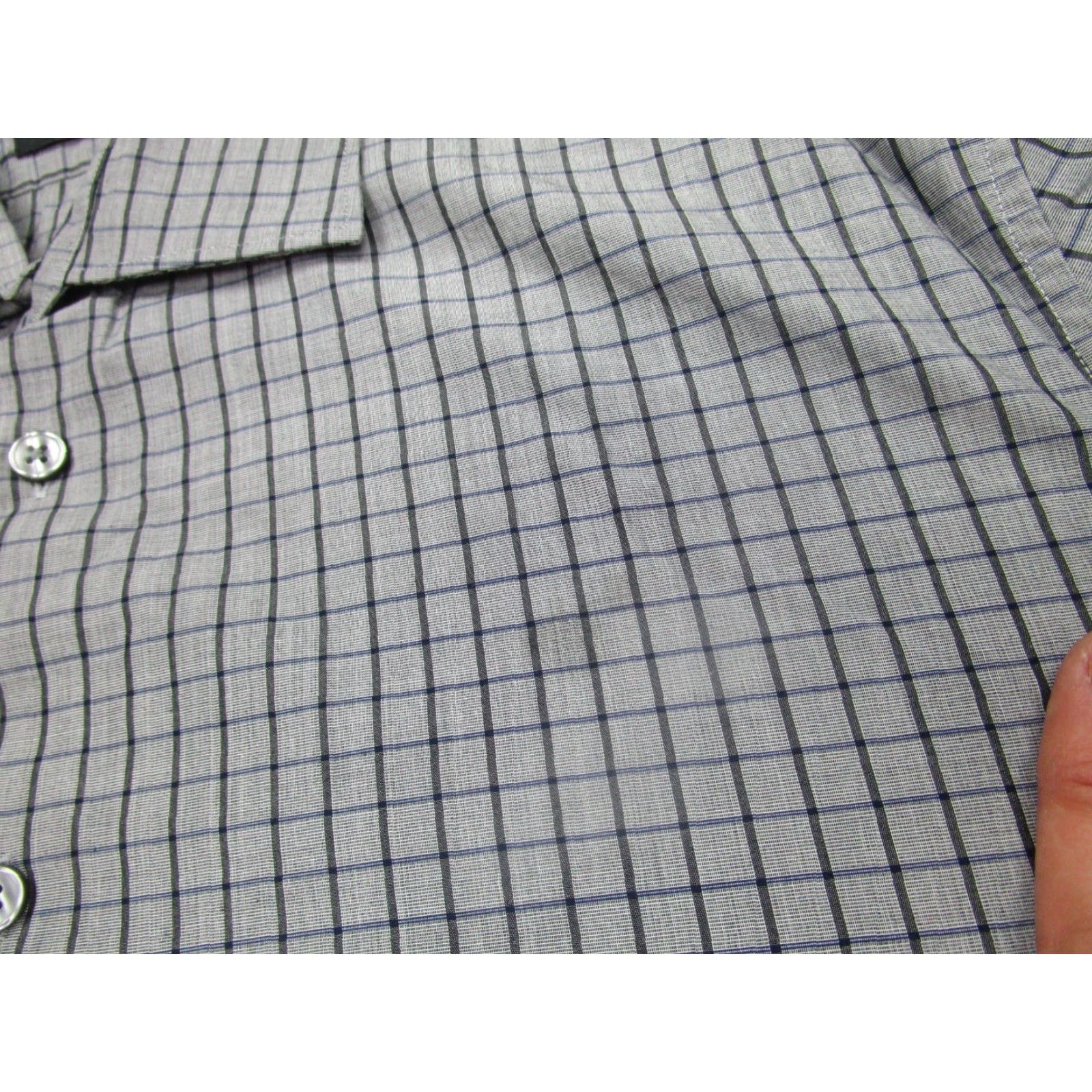 John Varvatos John Varvatos Slim Fit Button-Up Shirt Men 15.5 Gray Plaid Casual Work Size US M / EU 48-50 / 2 - 4 Thumbnail