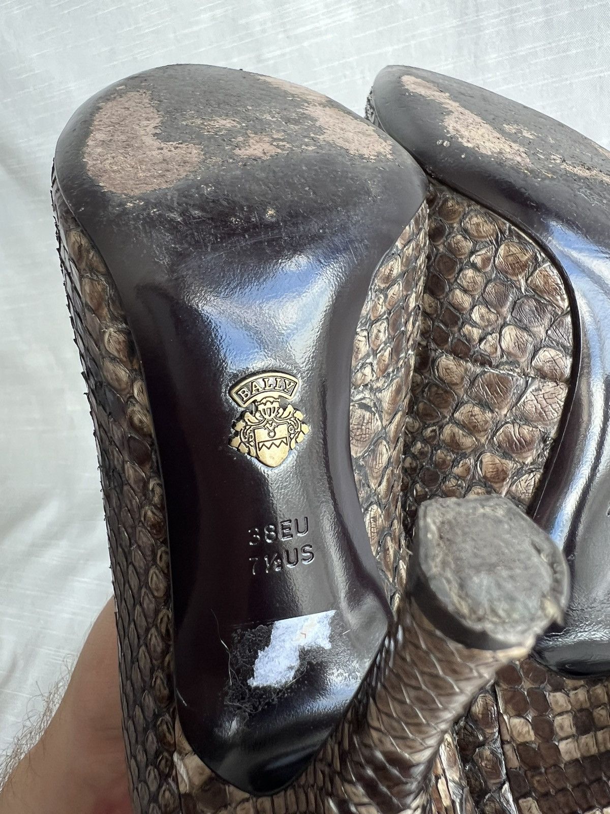 Bally Bally Womens Snake Skin Heels Brown Size US 7 1/2 EU 38 Size US 7.5 / IT 37.5 - 10 Thumbnail