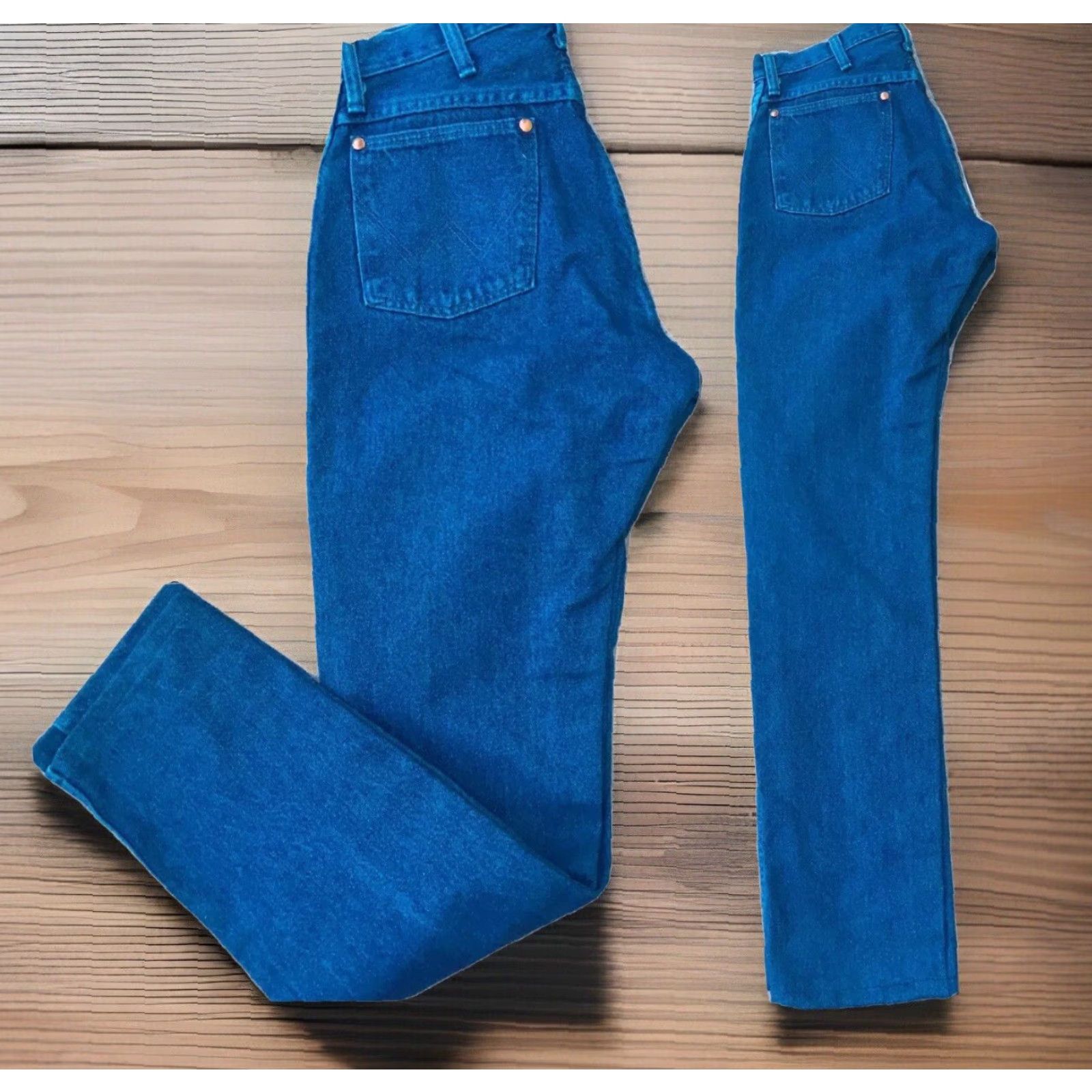 Wrangler VINTAGE Wrangler Jeans High Waist Blue Green Made In USA Sz 11 30 In Waist Rockabilly Denim Jeans Mens Womens Size 32" / US 10 / IT 46 - 4 Thumbnail