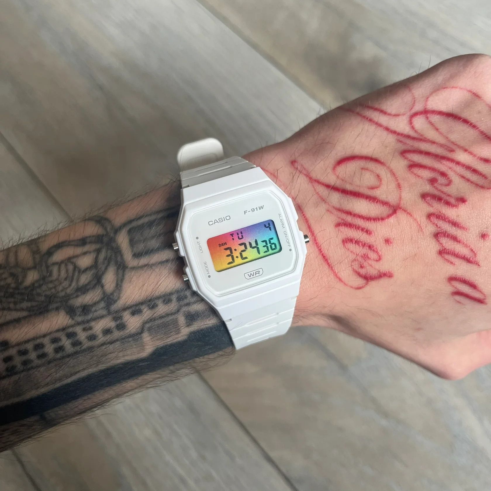 Casio Casio F-91W "Light Prism" Gradient & White Digital Watch Size ONE SIZE - 1 Thumbnail