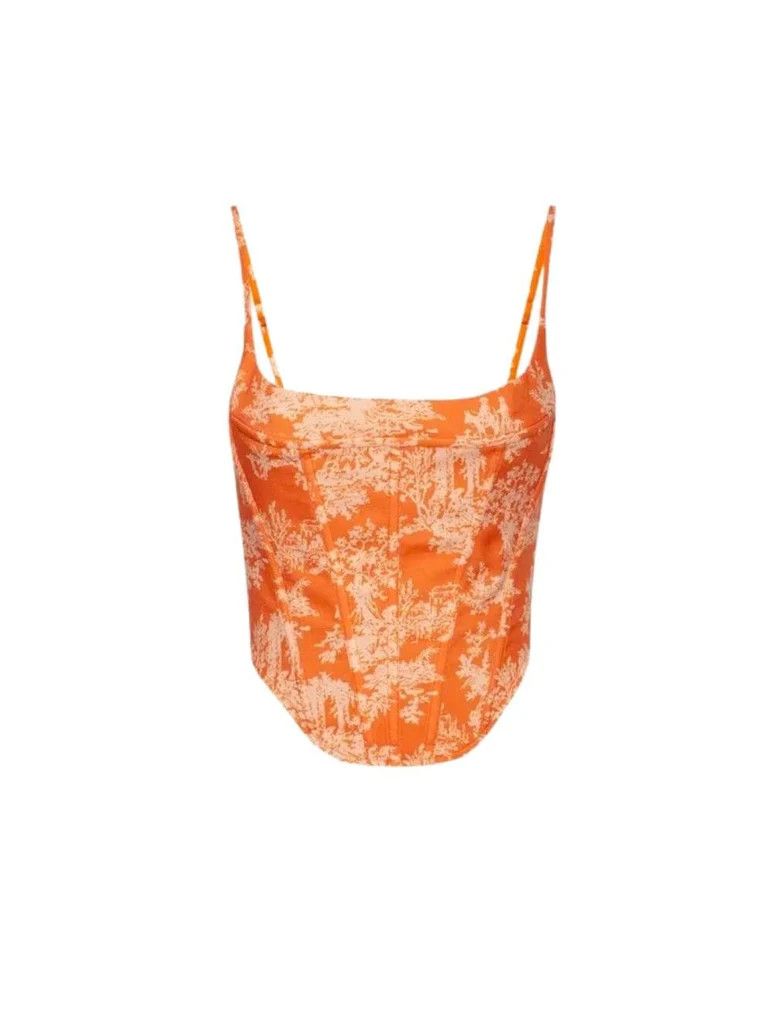 Miaou o1mle0425 Venus Corset Clementine Toile in Orange & White Size M / US 6-8 / IT 42-44 - 1 Thumbnail