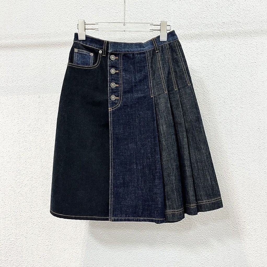 Dior Dior Paneled Denim Pleated Skirt Size 40 Size 27" / US 4 / IT 40 - 1 Thumbnail