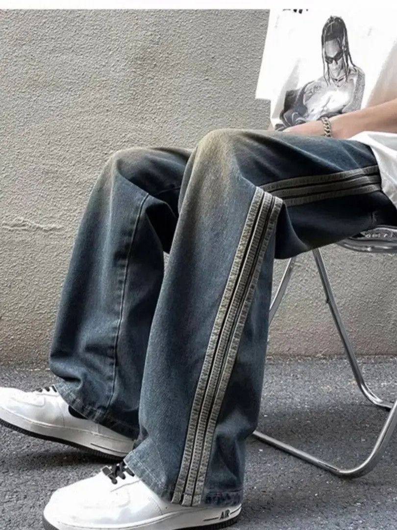 Japanese Brand × Jean Retro straight striped wide leg jeans Size US 32 / EU 48 - 2 Thumbnail