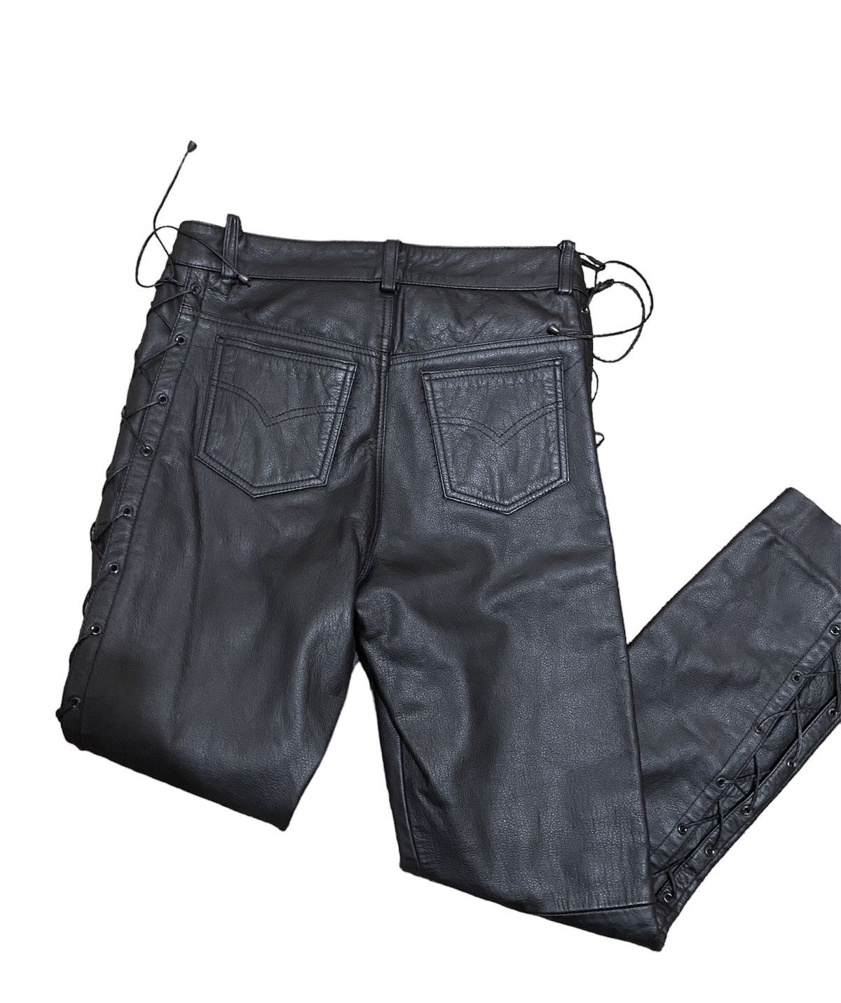 Genuine Leather Vintage Ashy Motorcycle Leather Biker Pants Size US 32 / EU 48 - 9 Thumbnail