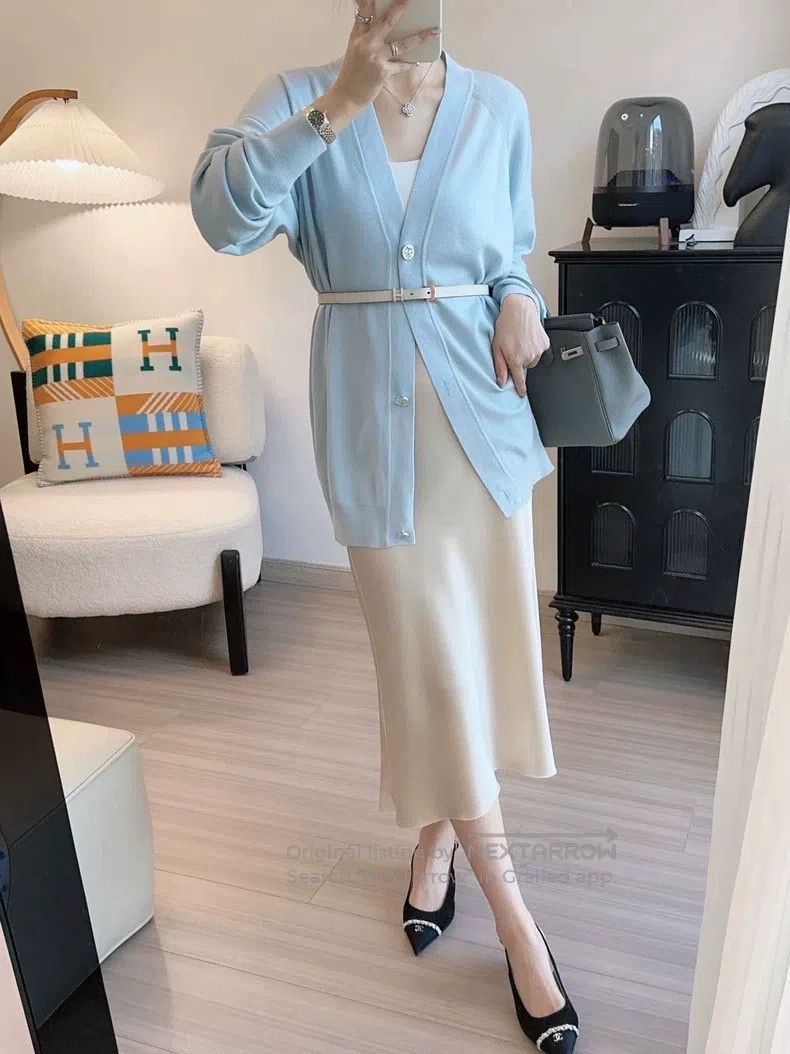 Hermes Hermes Baby Blue 50 Cashmere 50 Silk Knit Cardigan Size XXS / US 00 / IT 34 - 7 Thumbnail