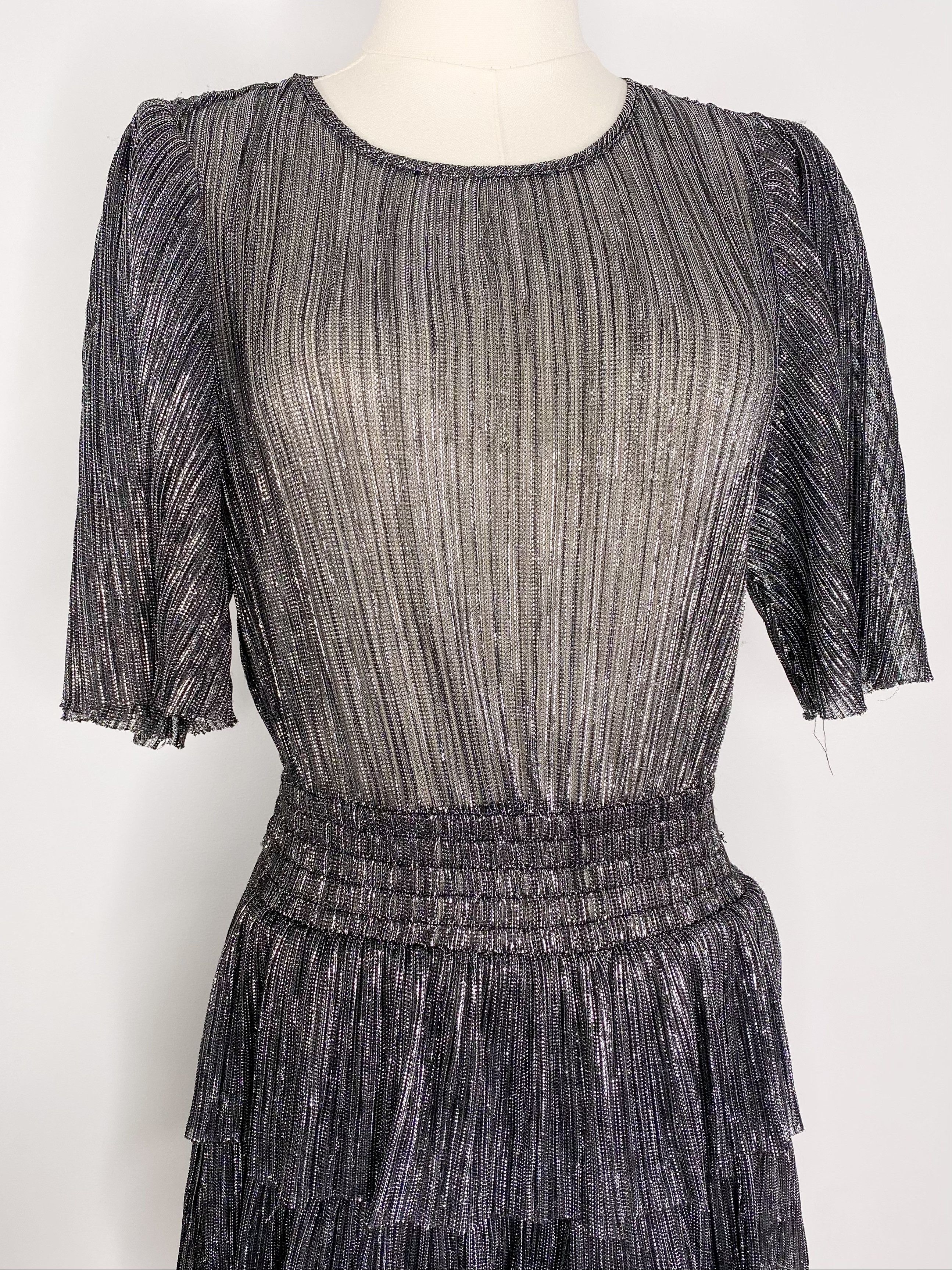 Vintage Sugar Lips - Silver Glitter Tiered Dress Size S / US 4 / IT 40 - 7 Thumbnail